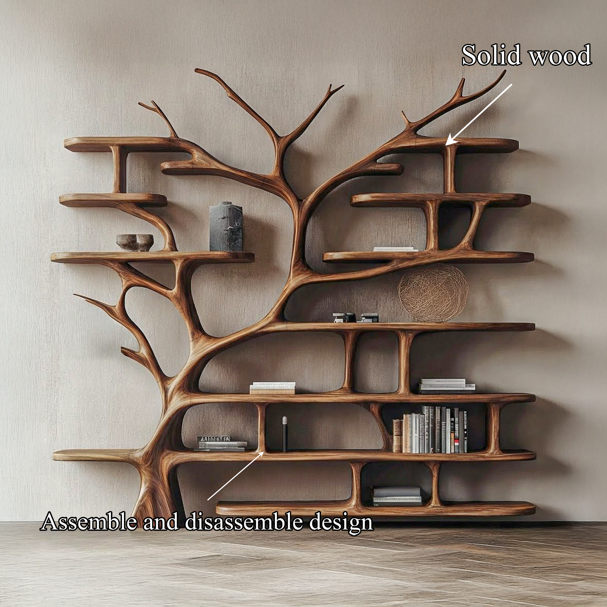 Rustic Storage Tree Bookshelf Living Room Or Reading Area SINLSATB695