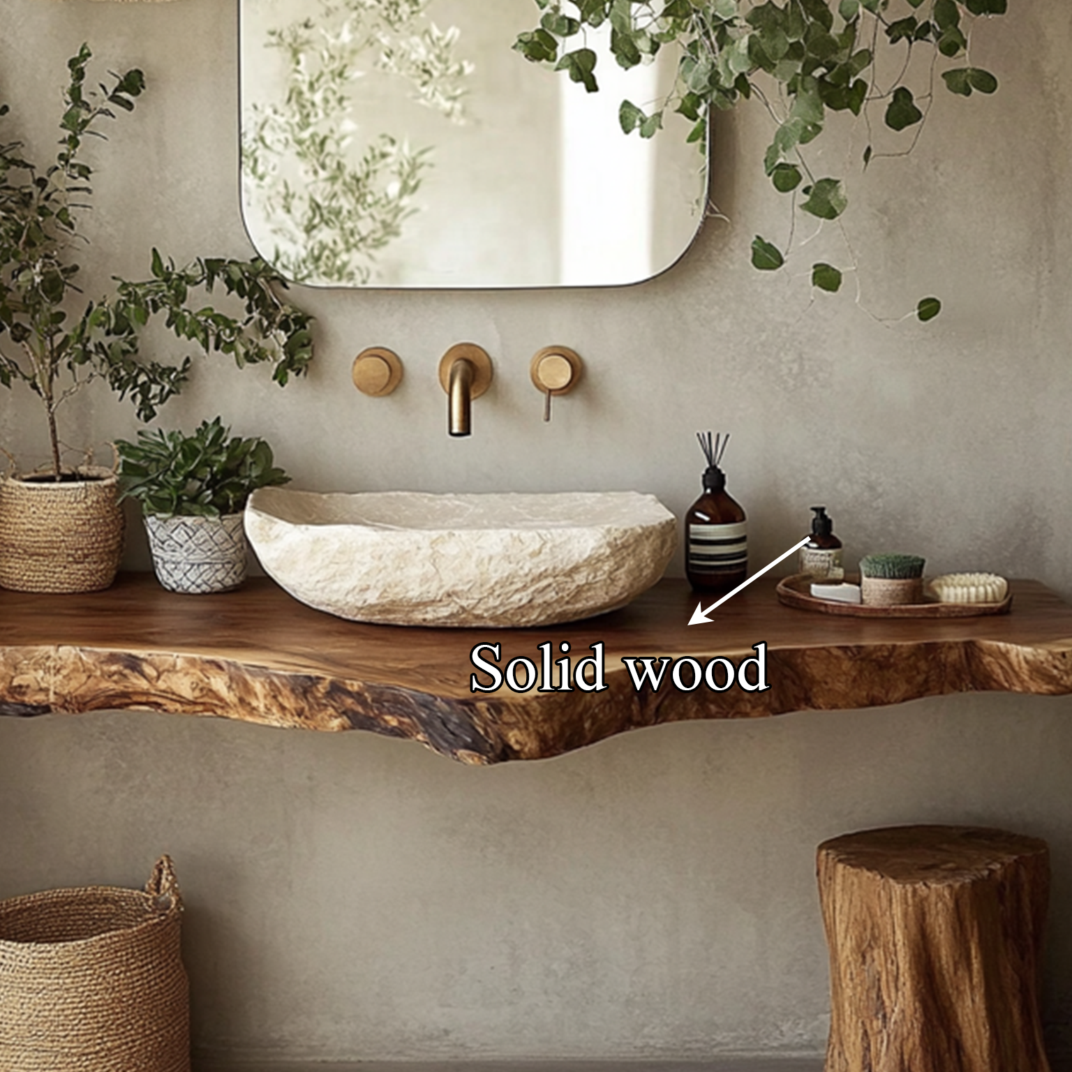 Midcentury Live Edge Shelf Vanity Bathroom SINLSABRV075