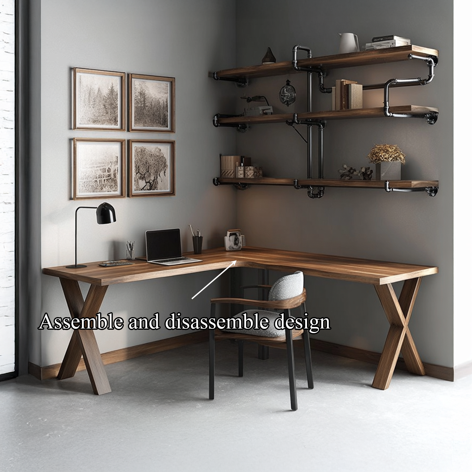 Midcentury Corner Desk Home Office SINLSACS106