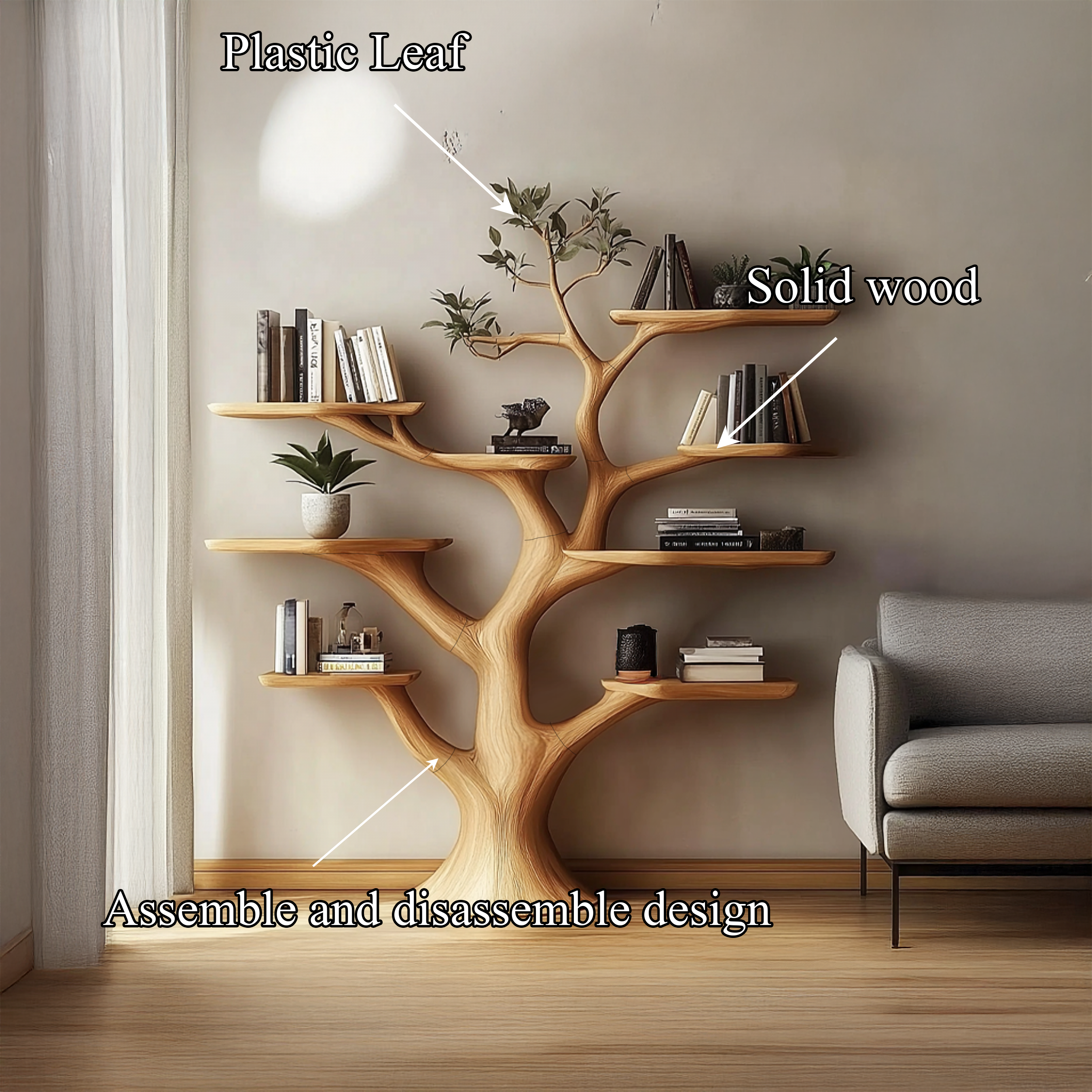 Handmade Walnut Tree Shelf Living Room Decor Gift SINLSATB500