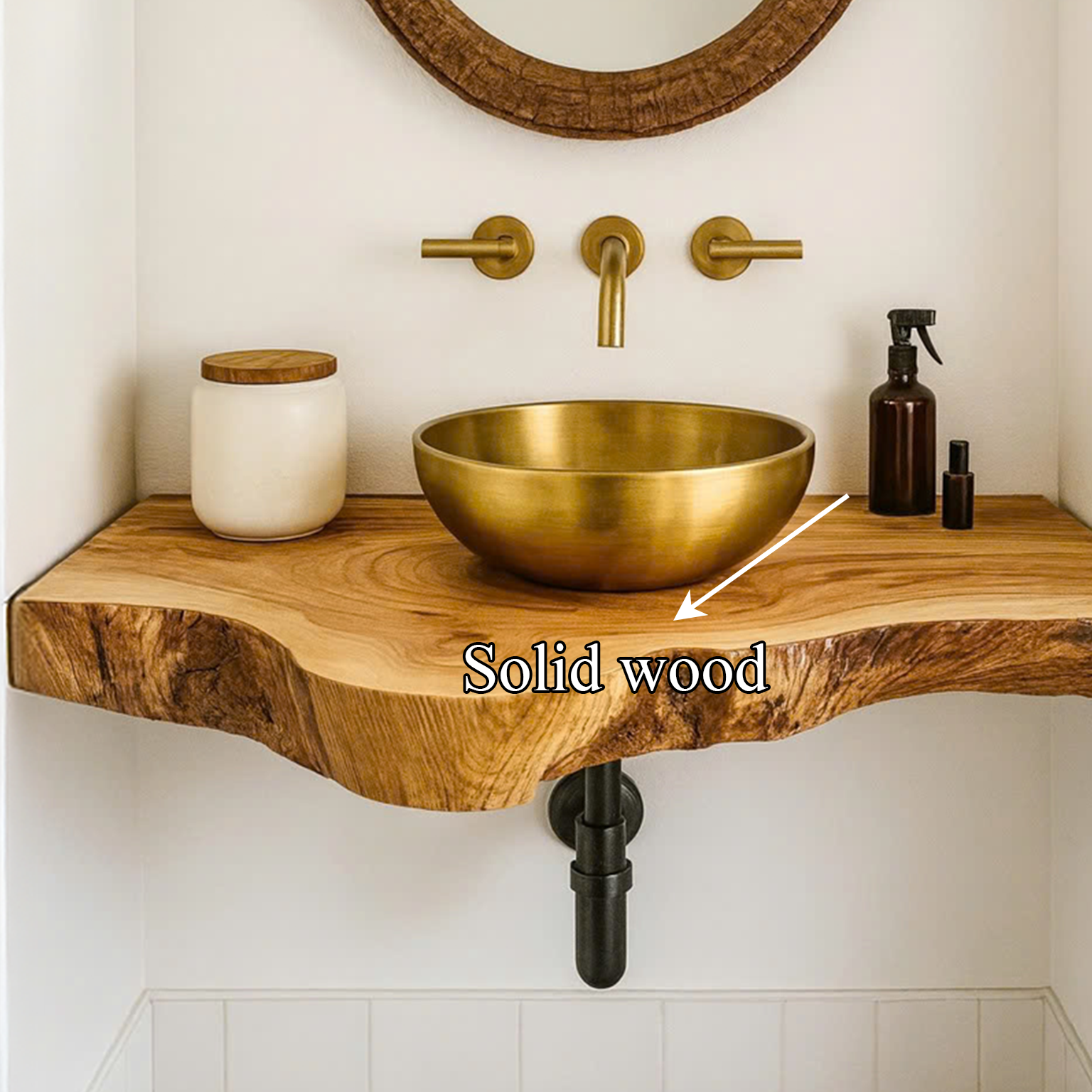 Rustic Floating Shelf Live Edge Vanity Bathroom SINLSABRV097