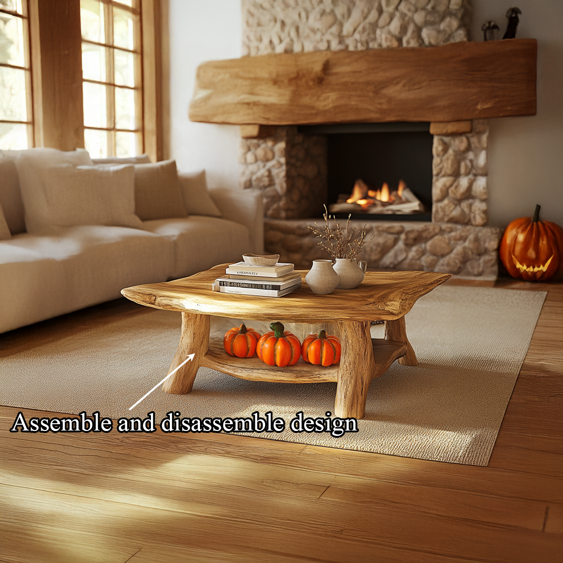 Rustic Natural Coffee Table Living Room And Cabin Room SINLSACF226