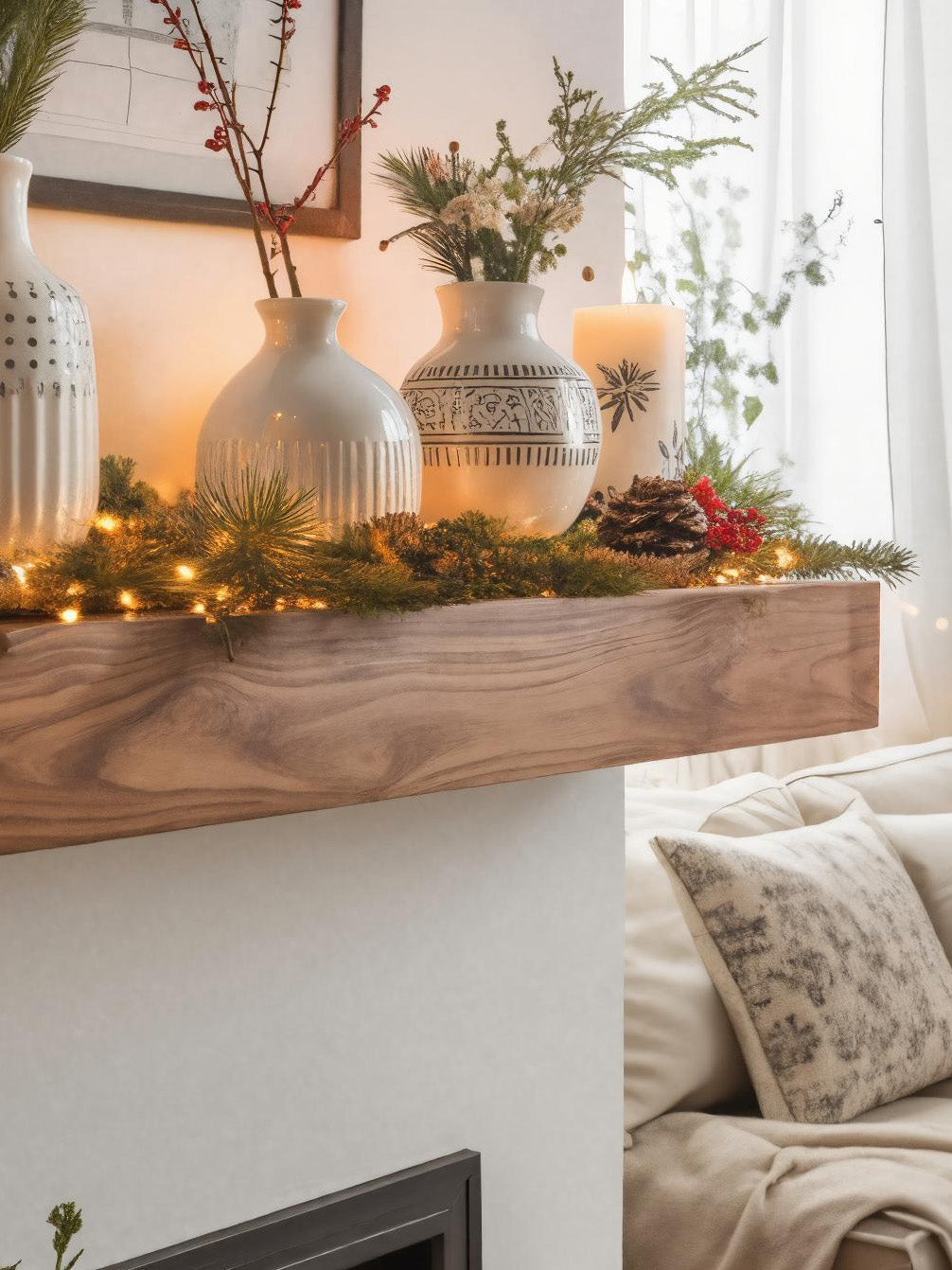 Rustic Fireplace Mantel Shelf For Living Room Or Holiday SITHHNFS010