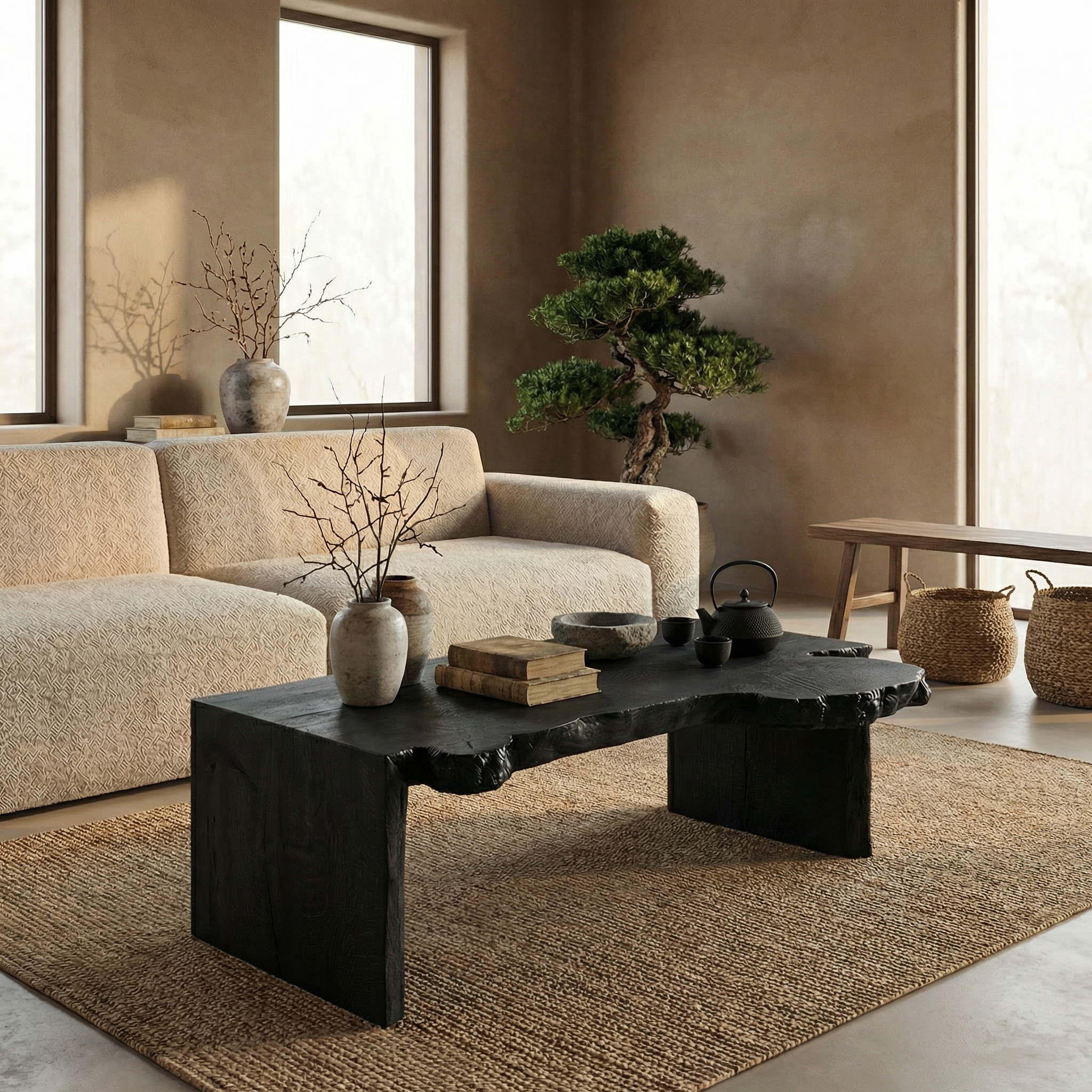Modern Rustic Solid Wood Coffee Table For Living Room SINLSACF349