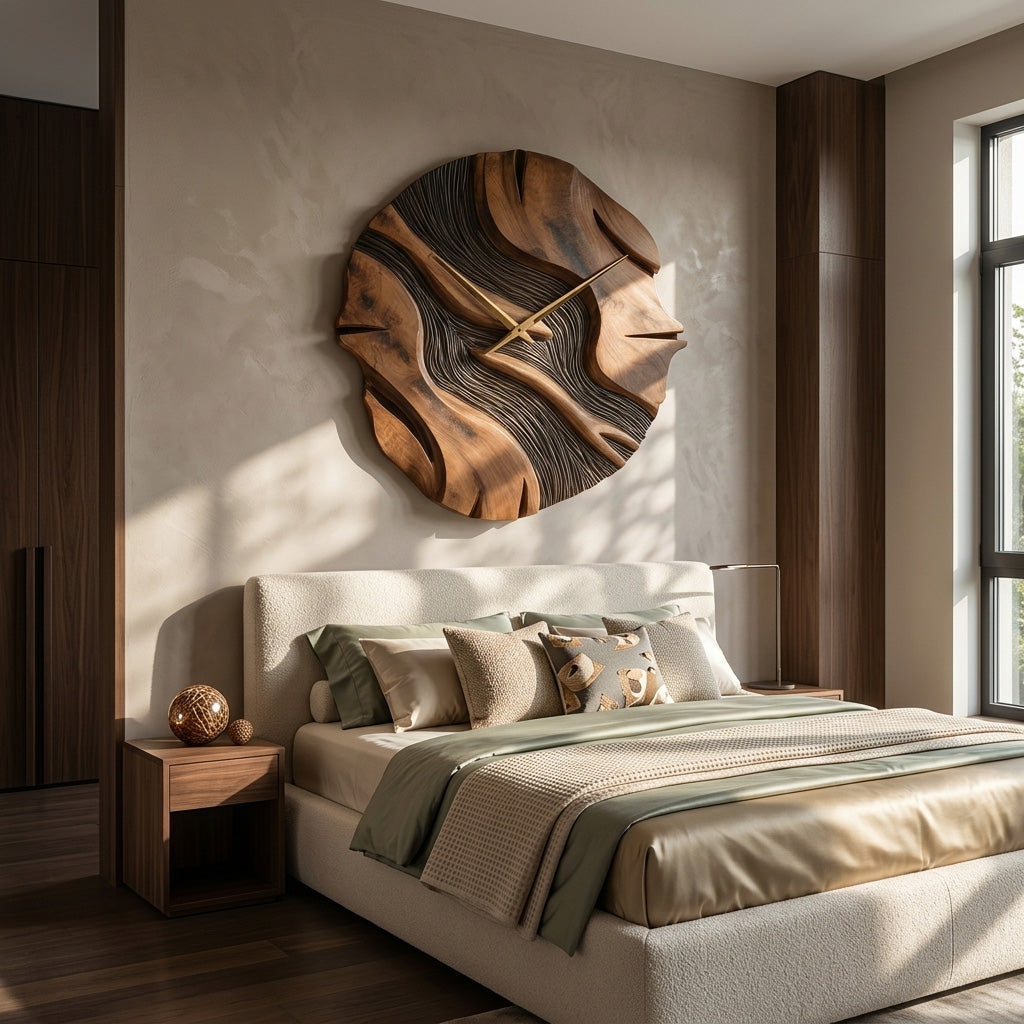 Organic Sculptural Wooden Wall Clock For Living Room RTTHHNWAC020