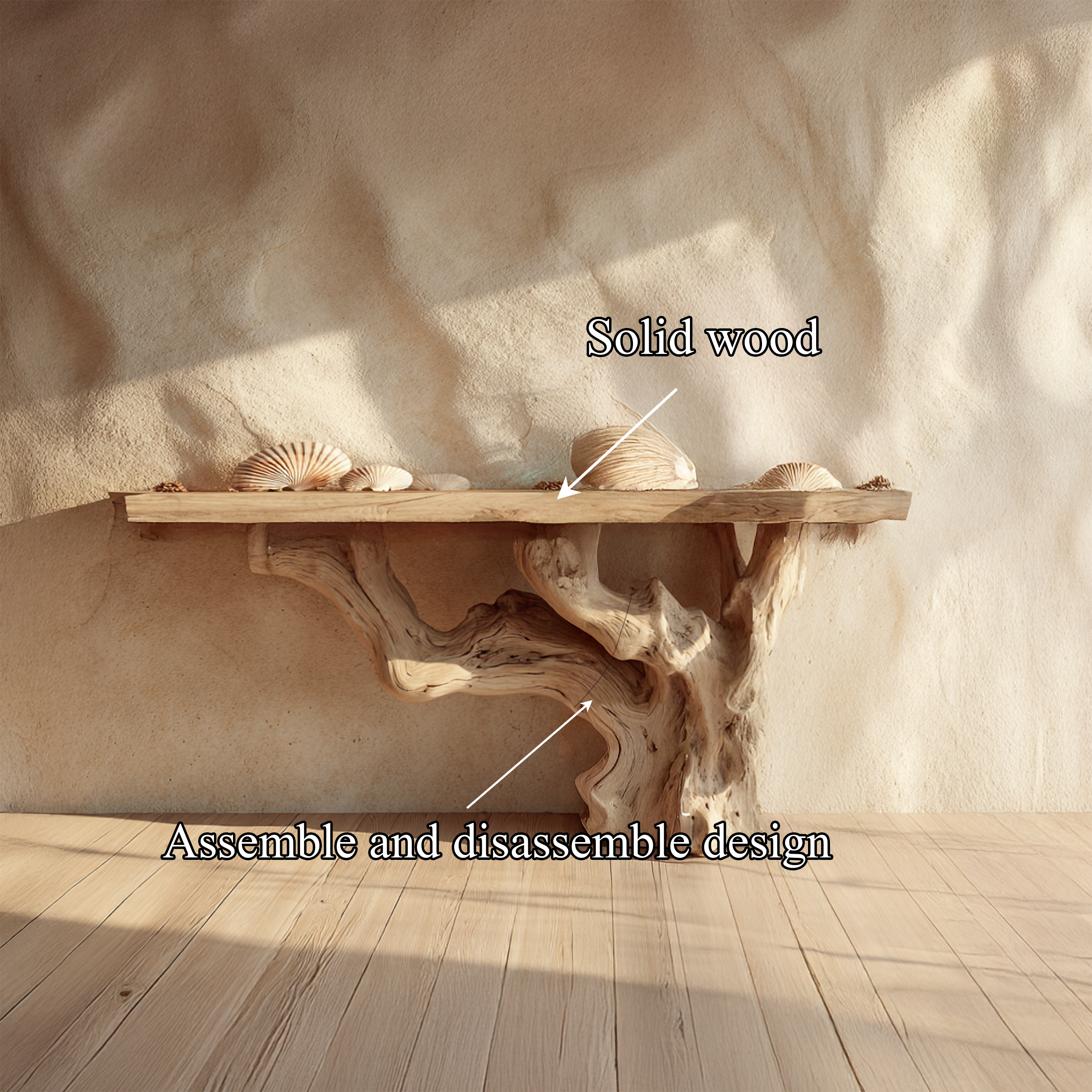 Rustic Console Table Sculptural Wood Base Art Gallery SINLSACS378