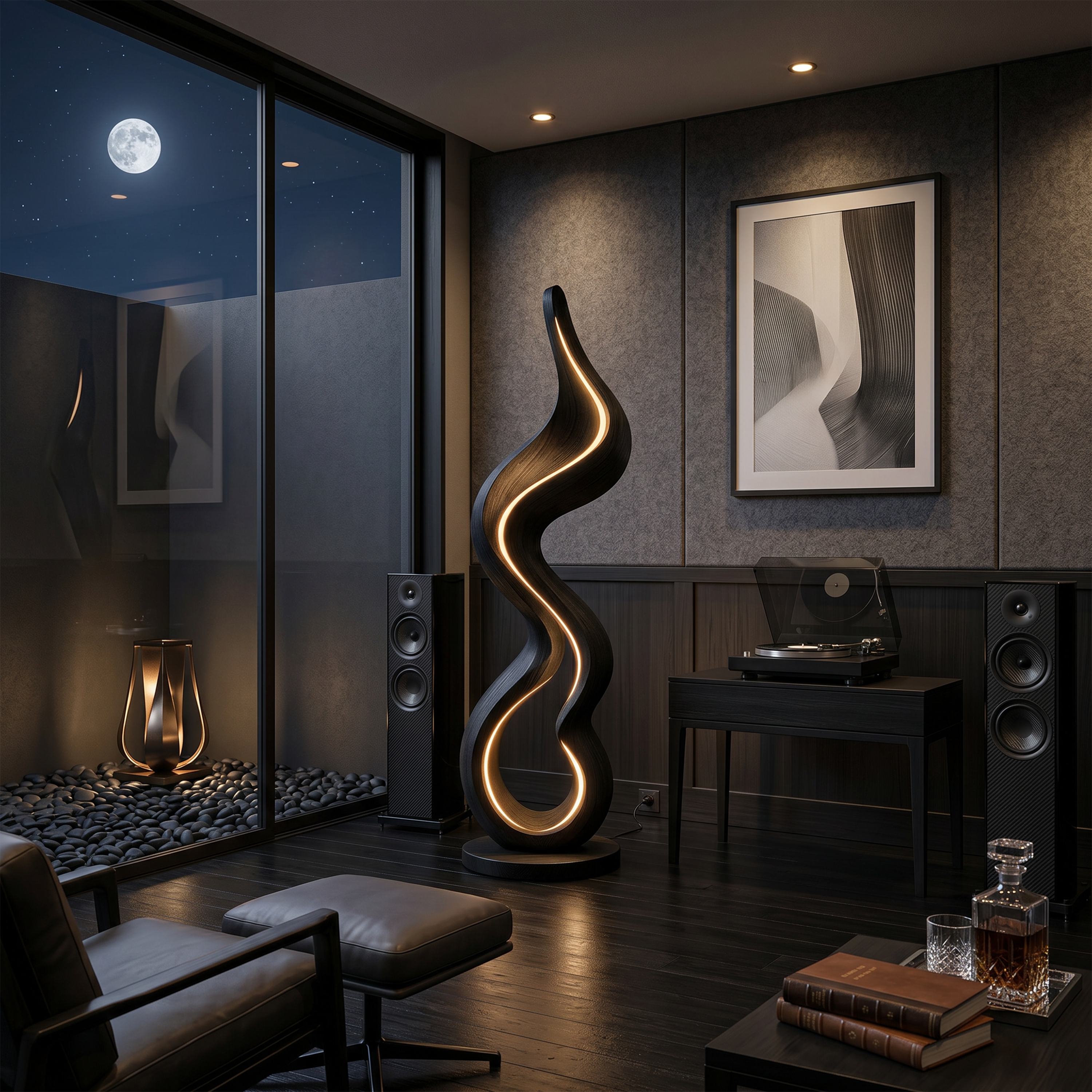 Modern Ribbon Lamp With Shelf For Living Room SILDTTNLAM027