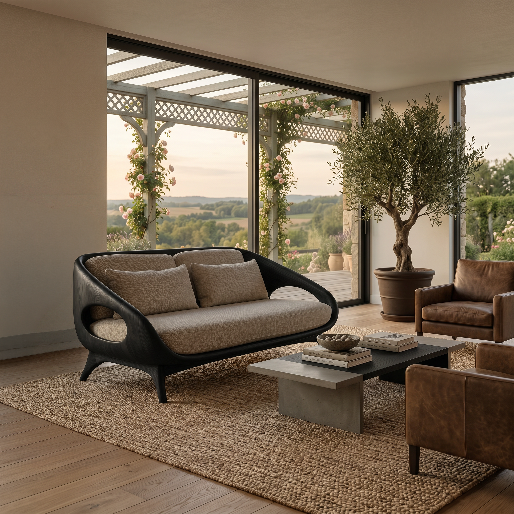 Artistic Wooden Sofa With Soft Lines For Home Lounge RTTHTTSF044