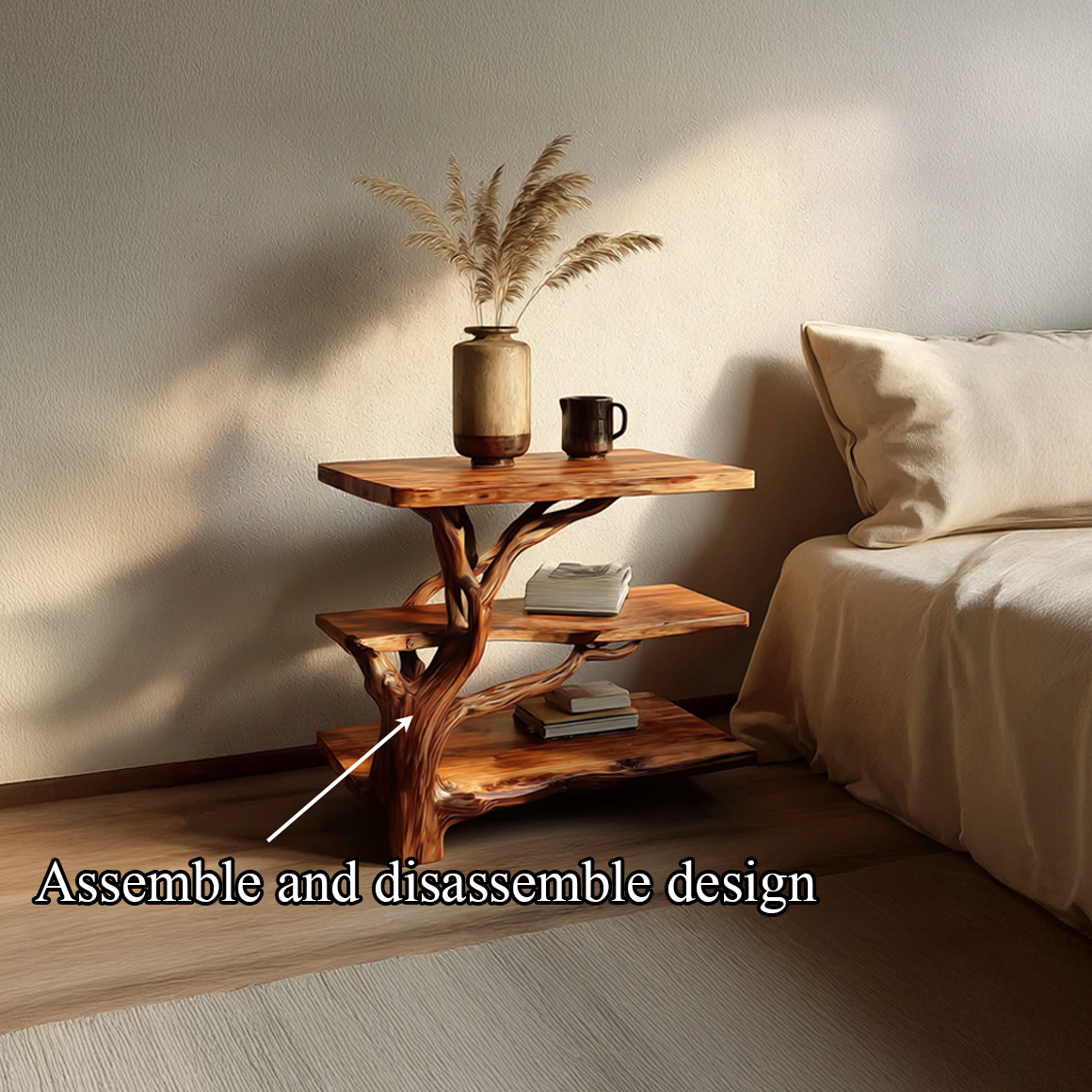 Rustic Tree Bedside Table Bedroom SINLSABT073