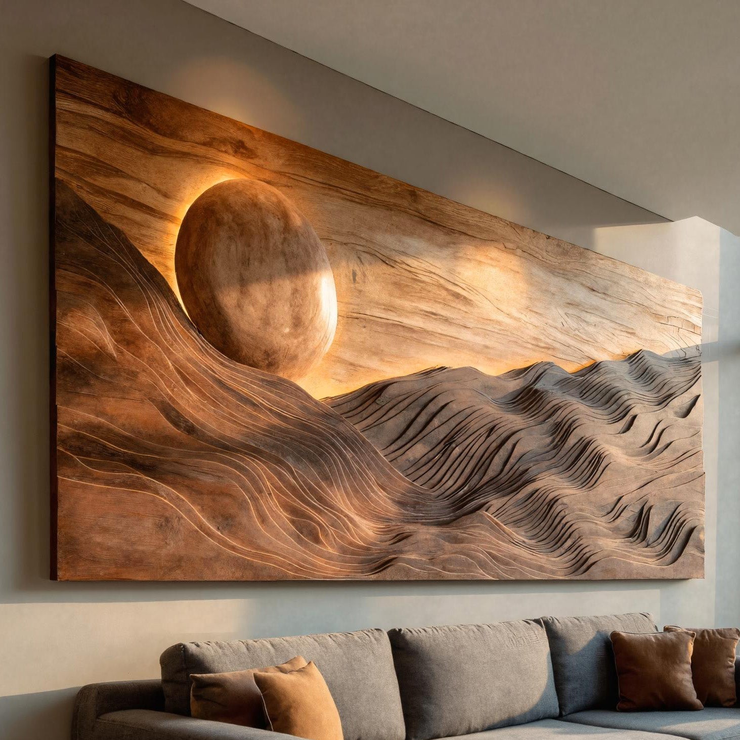Large Sun Over Mountains Wooden Wall Art For Home RTTHHNWA161