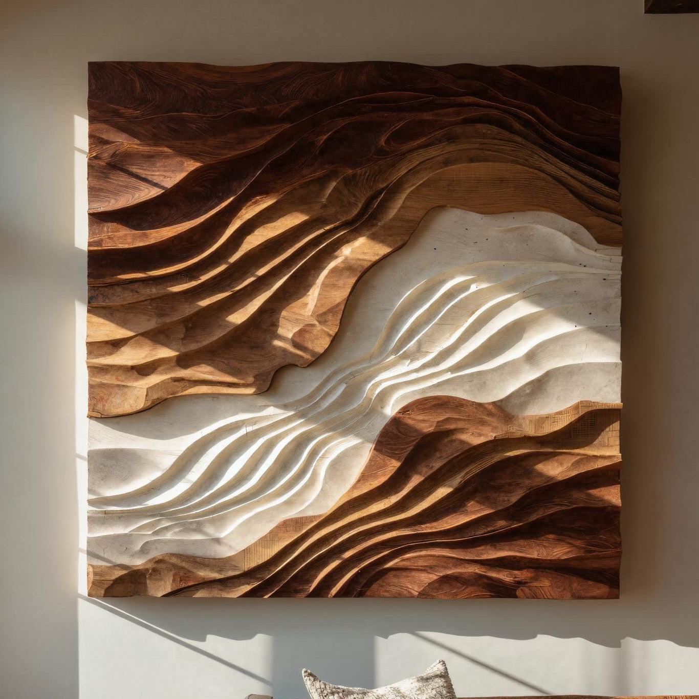 Statement Sculptural Wave Wall Art For Living Room RTTHHNWA139