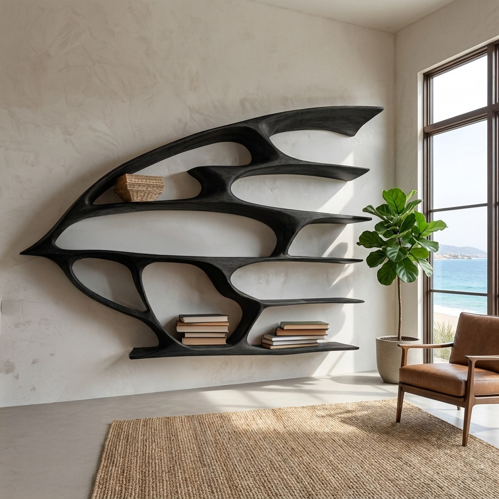 Artistic Wooden Wall Bookshelf For Living Room Decor RTTHTTBS134