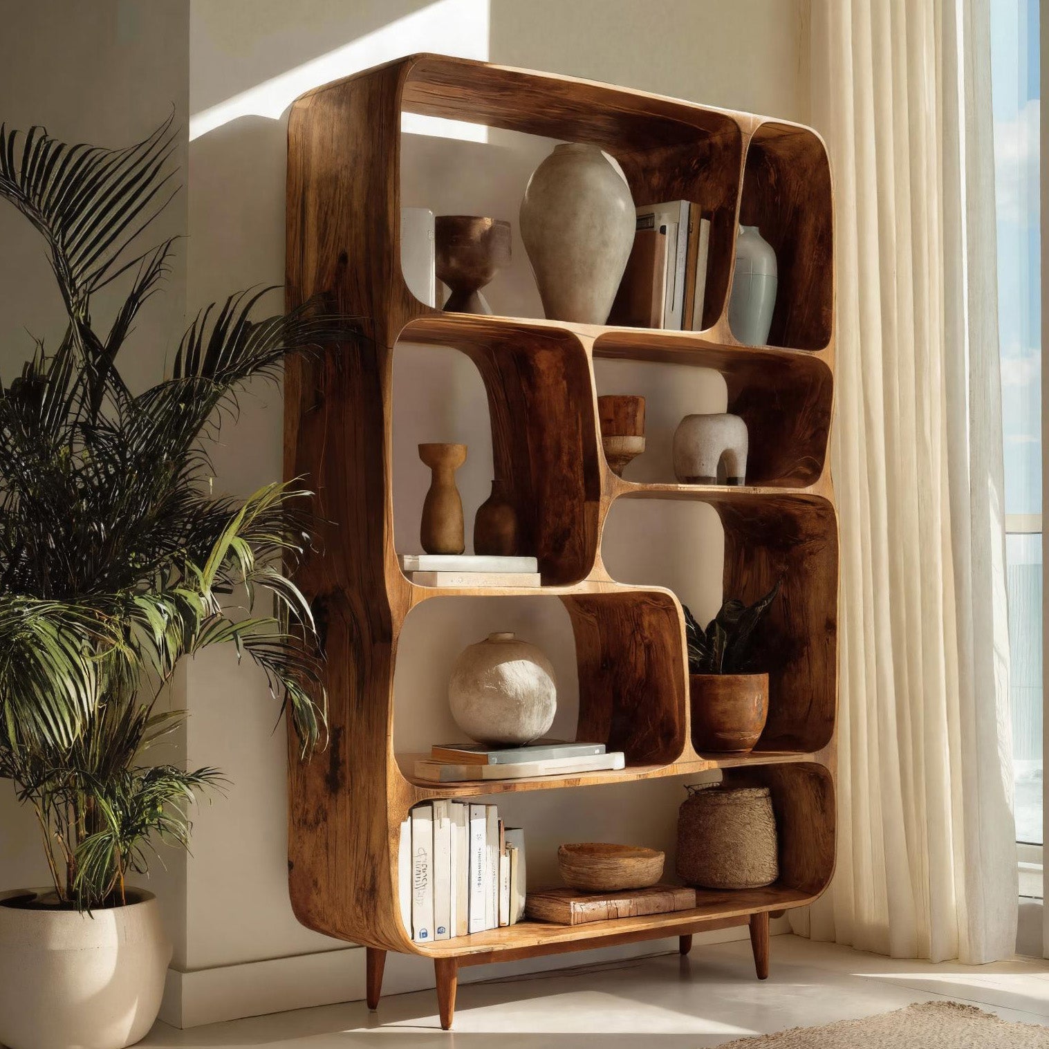 Mid Century Wood Bookshelf For Home Interiors RTTHHNBS135