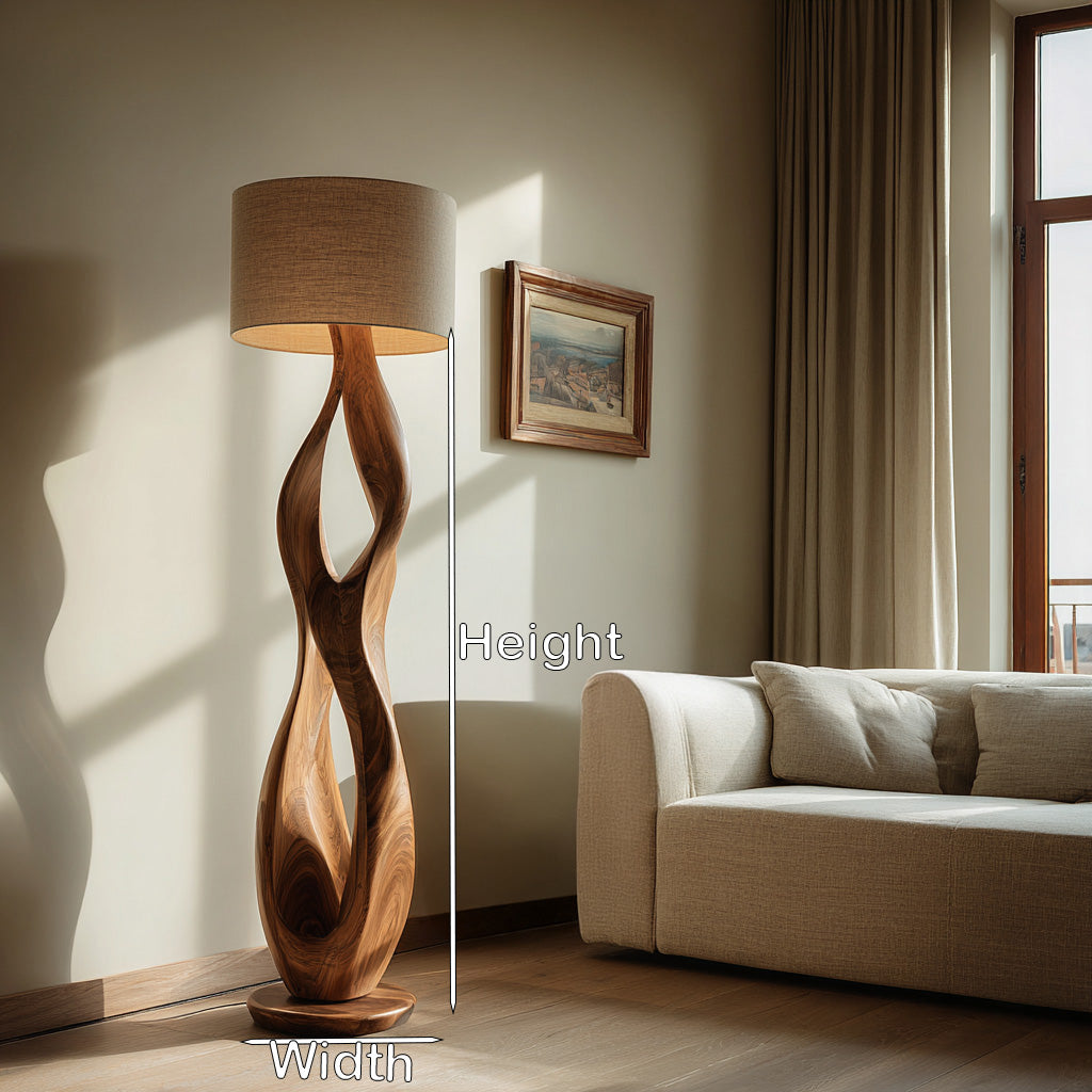 Minimalist Wooden Lamp With Drum Shade For Bedroom RTTHHNLAM067