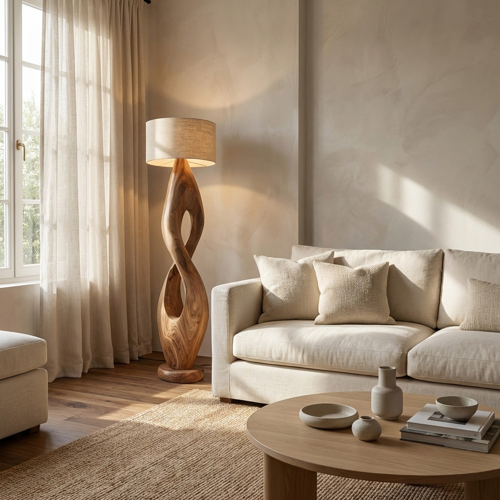 Modern Twisted Wooden Floor Lamp For Living Room RTTHHNLAM065