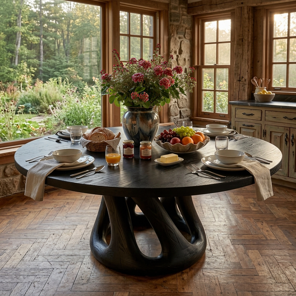 Modern Wooden Dining Table With Pedestal Base For Kitchen RTTHTTDN056