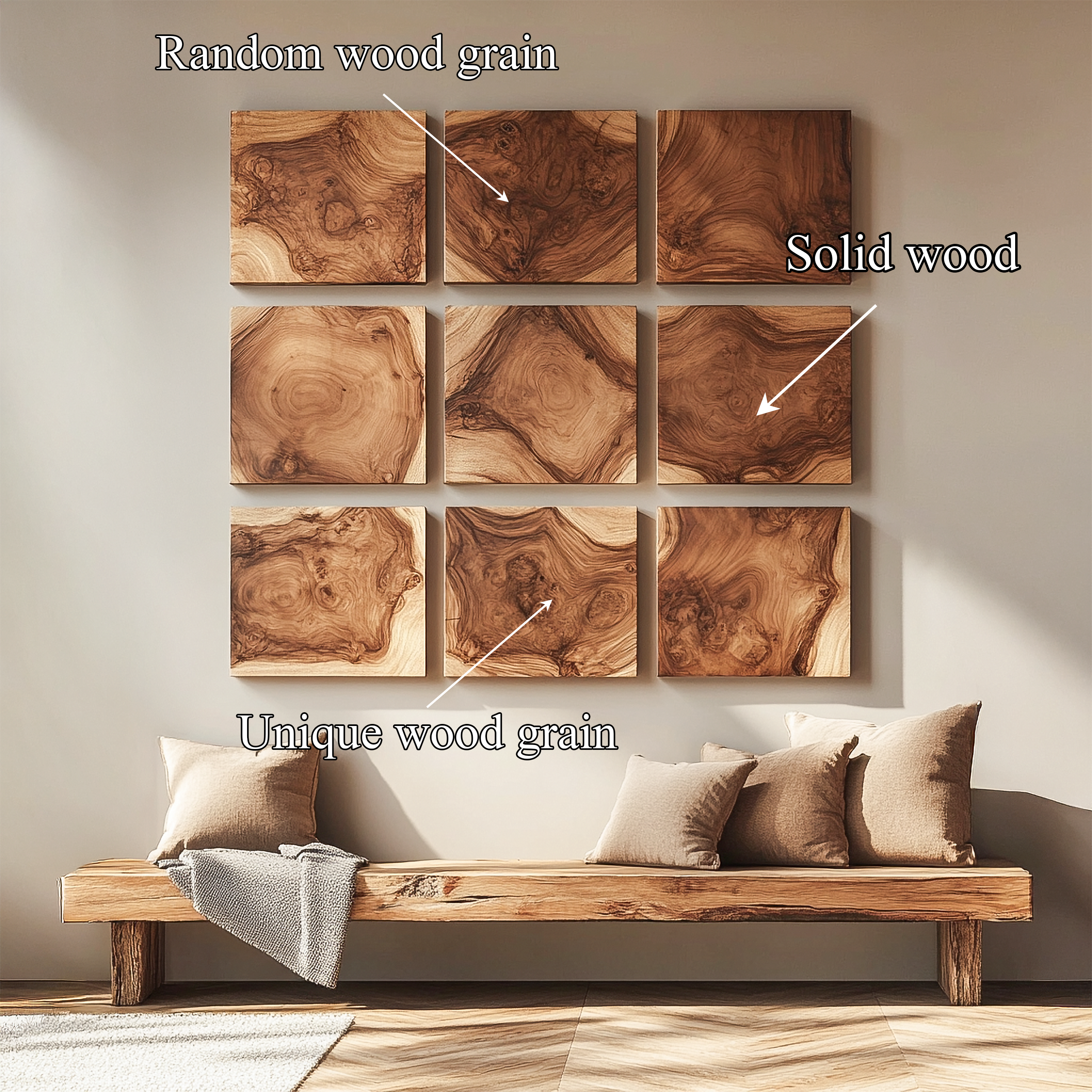 Organic Modern Wall Art Panels For Living Room And Interior Decor SINLSAWD016