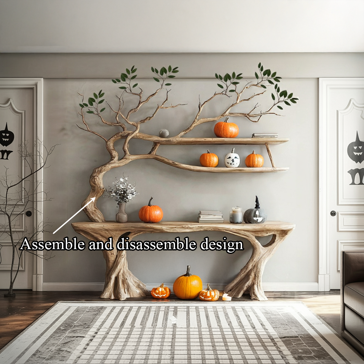 Rustic Halloween Tree Console Table Living Room SINLSAHW019