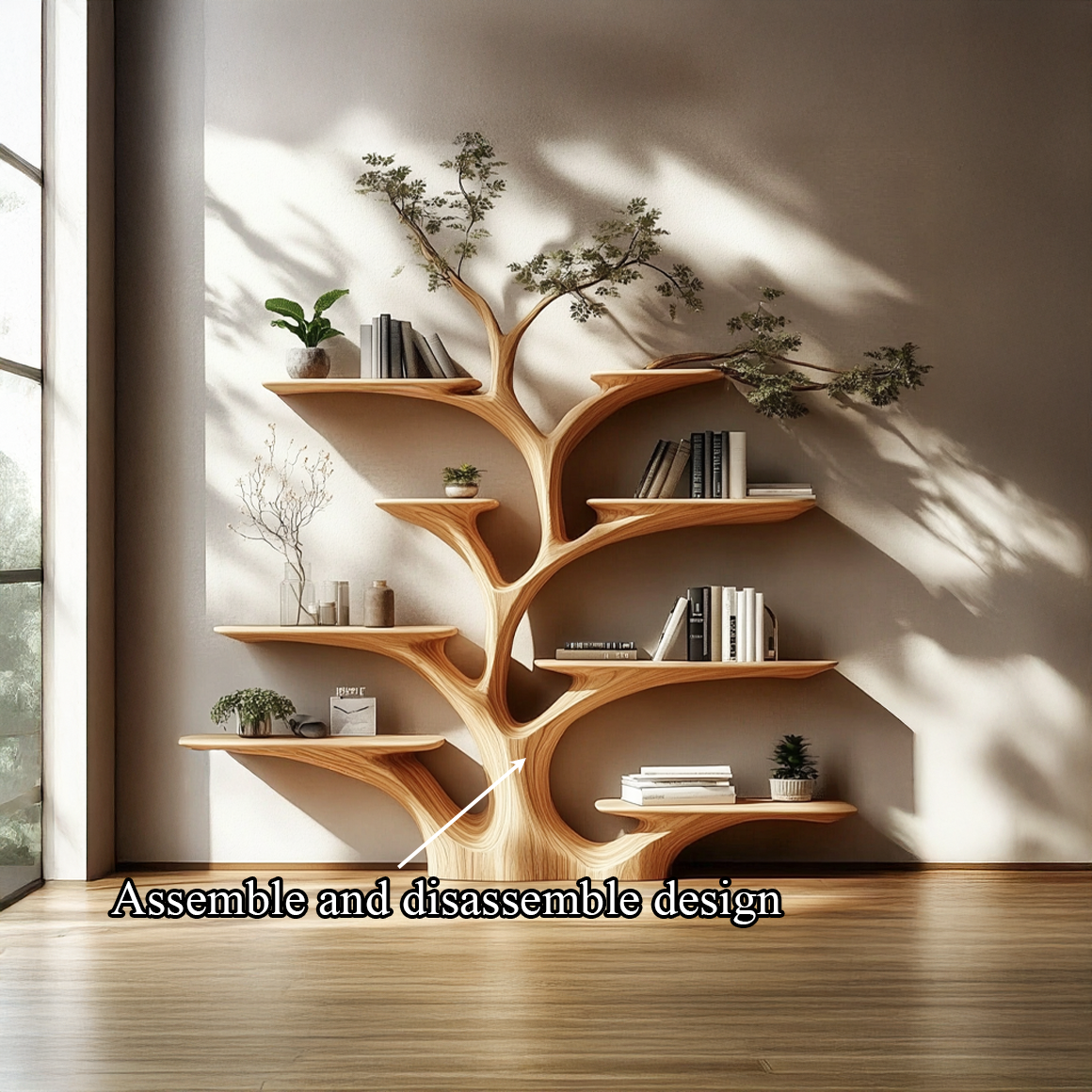 Tree Bookshelf Solid Wood Handmade Decor Home Gift Her SINLSATB499