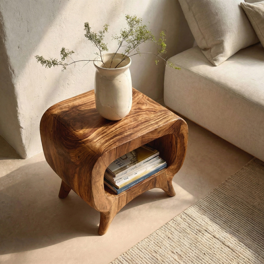 Modern Wood Nightstand With Rounded Edges For Bedroom RTTHHNNS029