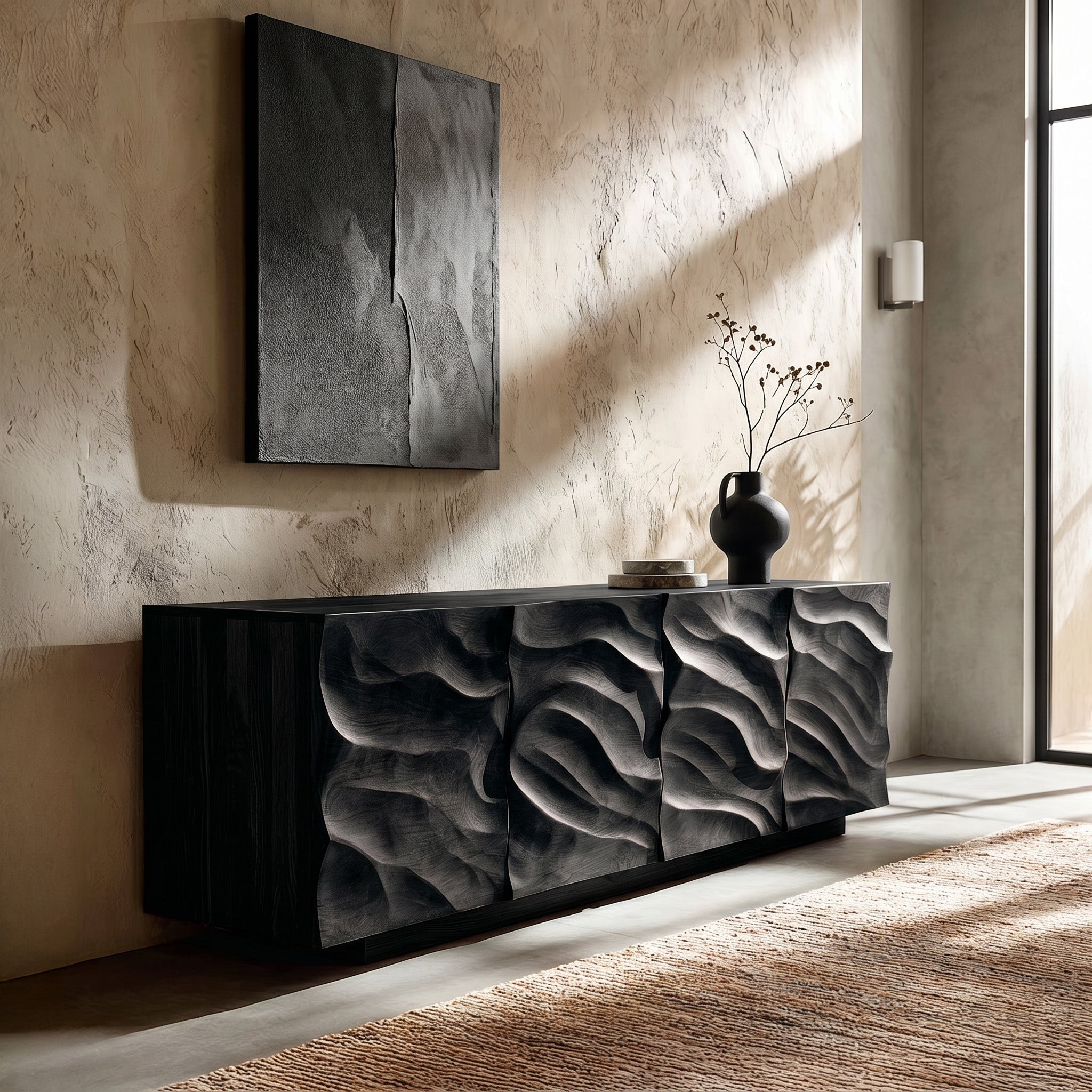 Artistic Carved Wooden Cabinet For Luxury Living Room RTTHHNSD043