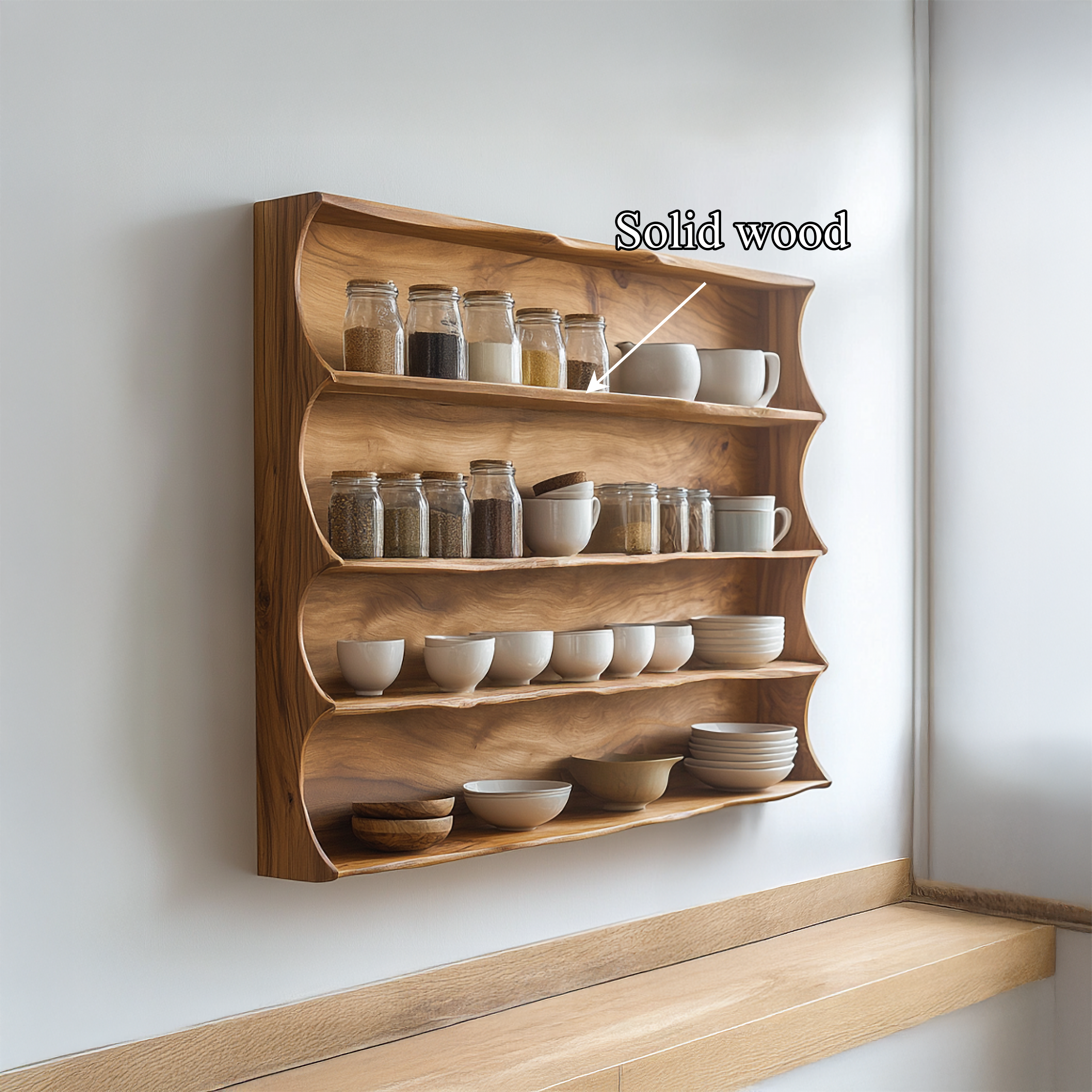 Mid Century Wall Mounted Display Shelf For Kitchen And Dining Room SINLSAKC004