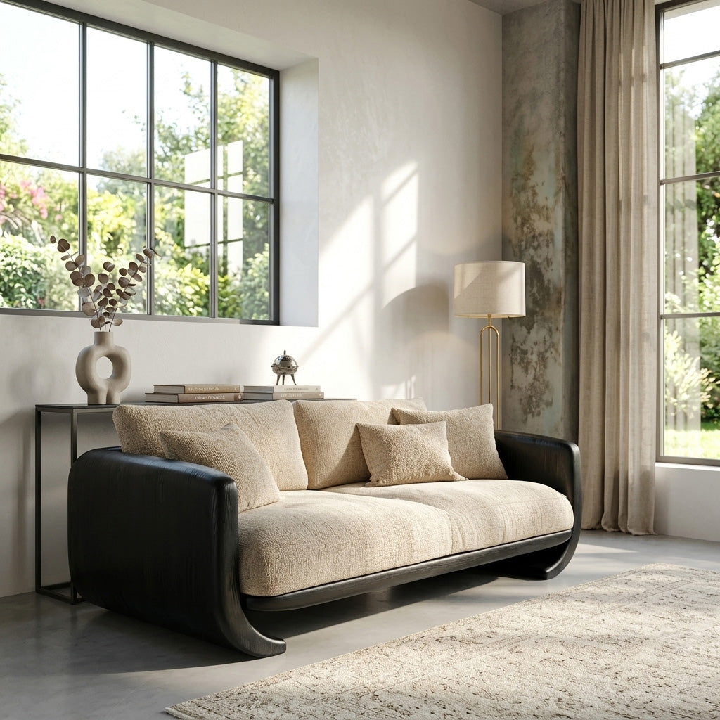 Organic Modern Curved Wood Sofa For Living Room RTTHHNSFA035