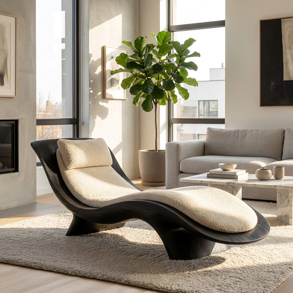 Contemporary Natural Wood Lounge Chair For Living Room RTTHHNSFA030