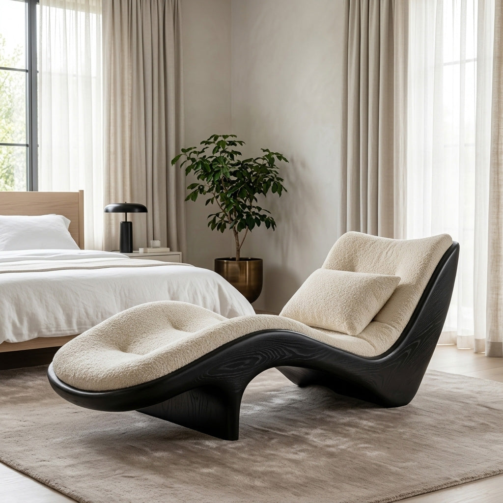 Organic Modern Natural Wood Lounge Chair For Reading Nook RTTHHNSFA031