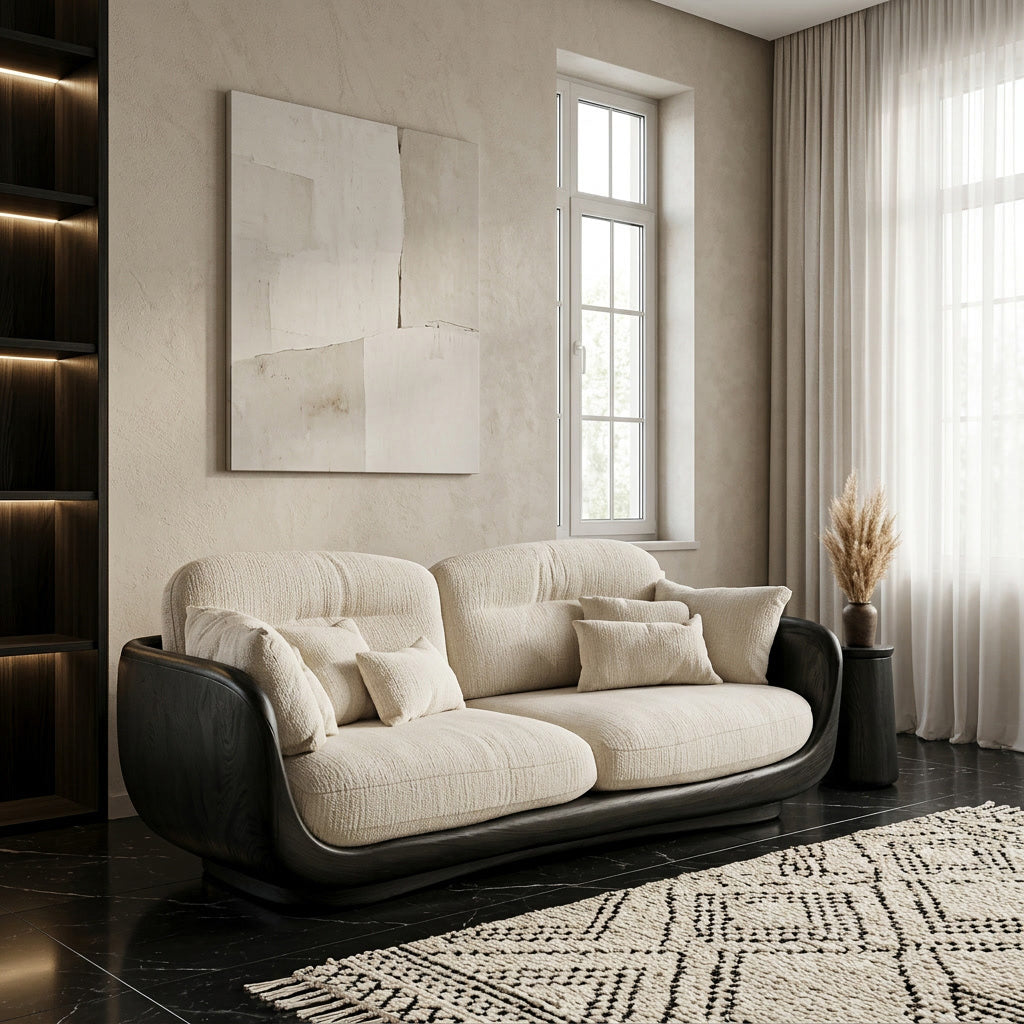 Organic Wooden Sofa With Rounded Edges For Living Room RTTHHNSFA043
