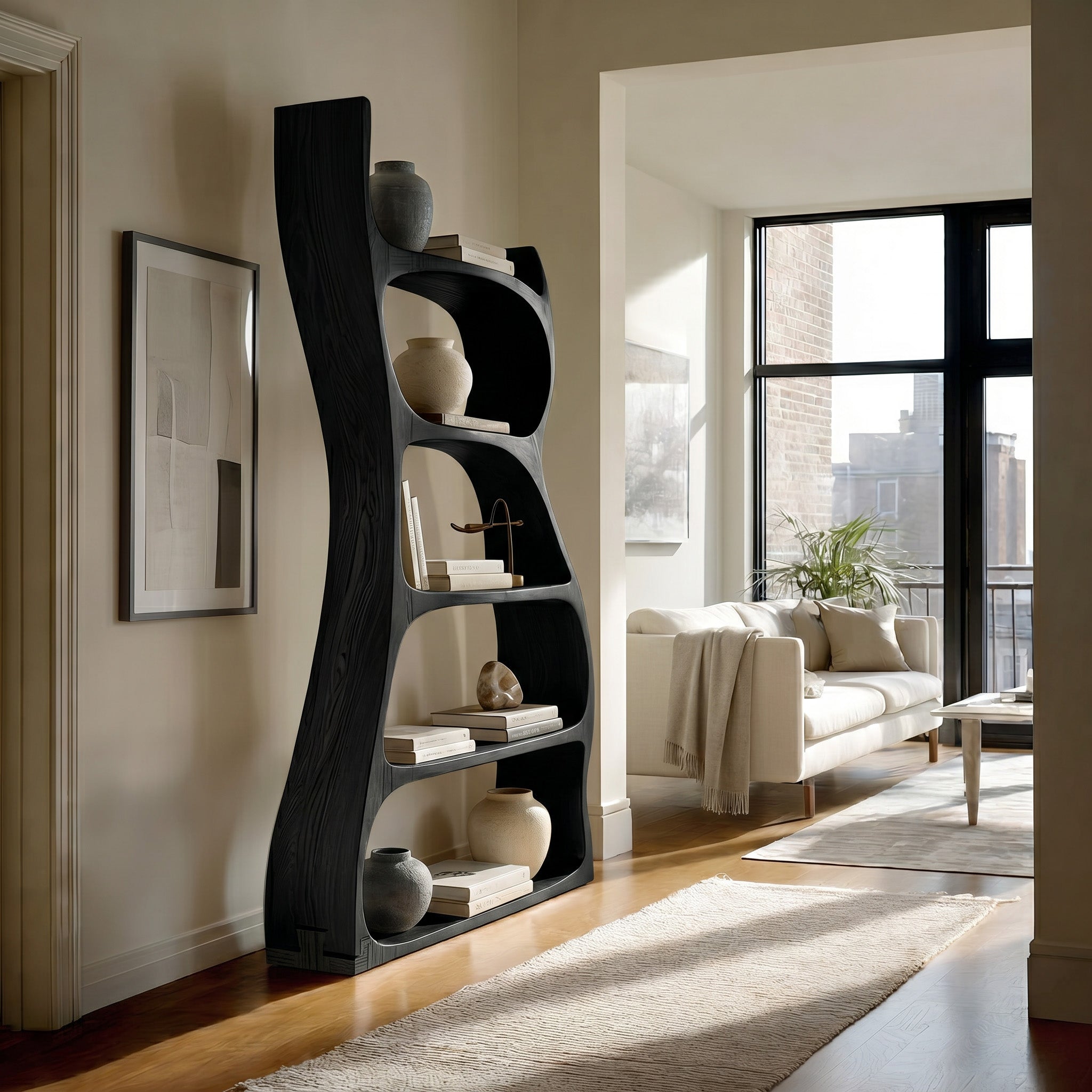 Elegant Natural Wood Standing Shelf For Entryway Display Decor RTTHHNSS030