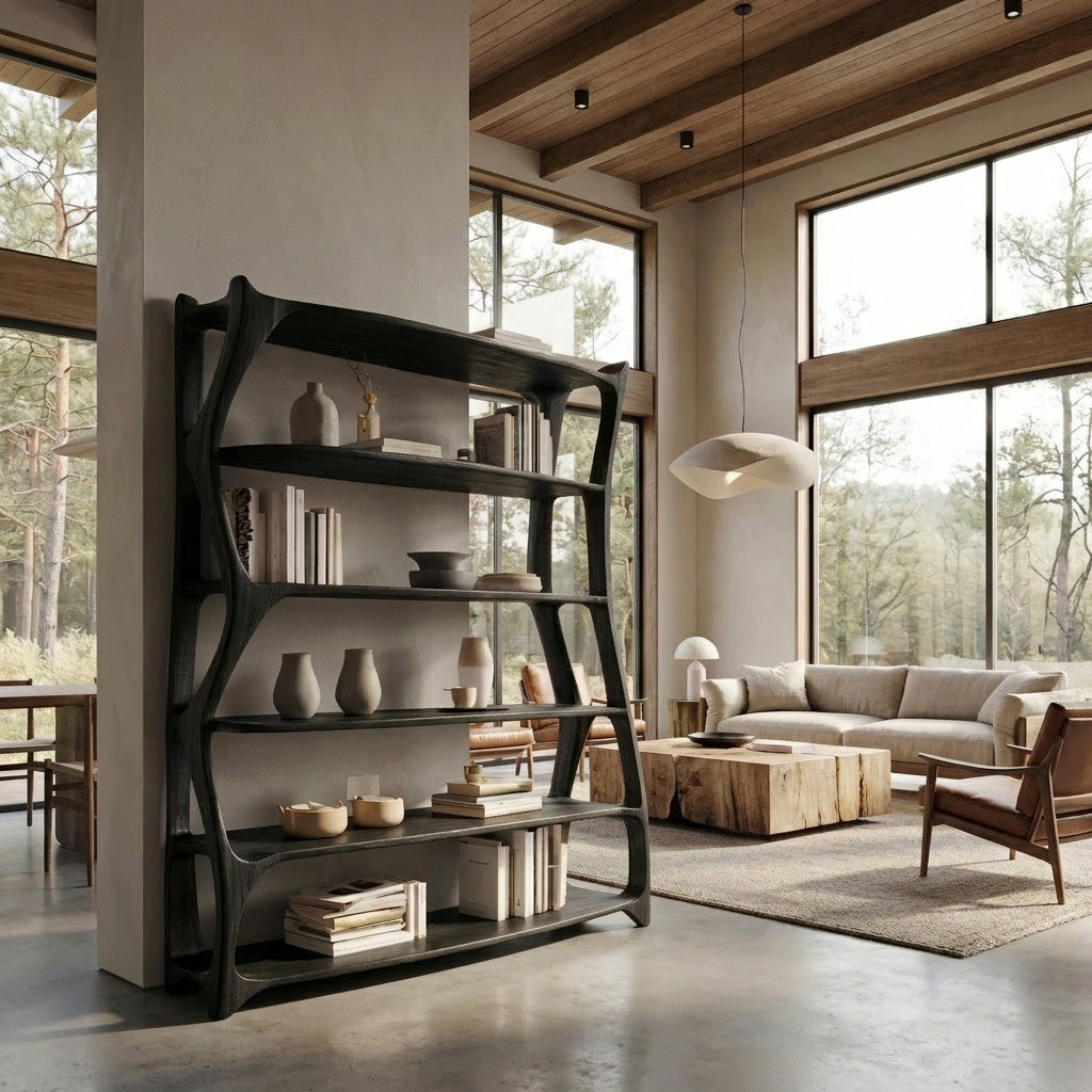 Elegant Wooden Standing Shelf With Tiers For Living Room RTTHHNSS012