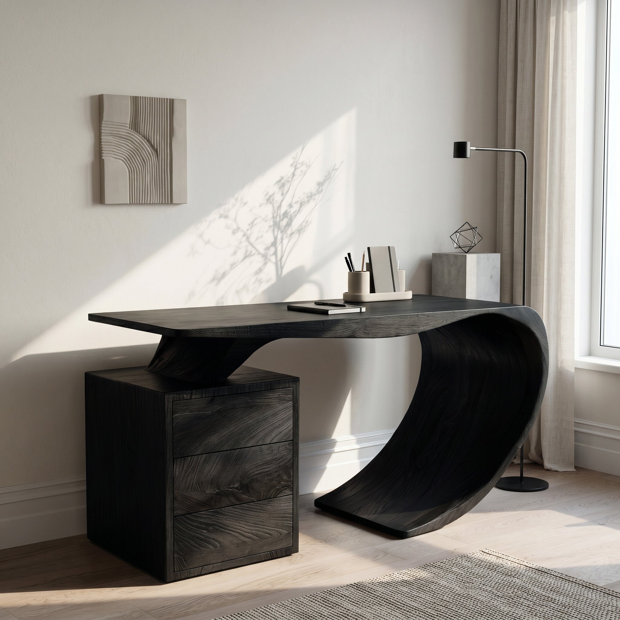 Modern Farmhouse Wood Desk For Home Office Corner RTTHHNDE112