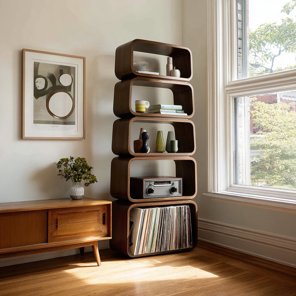 Mid Century Wooden Standing Shelf For Living Room Display RTTHHNSS008