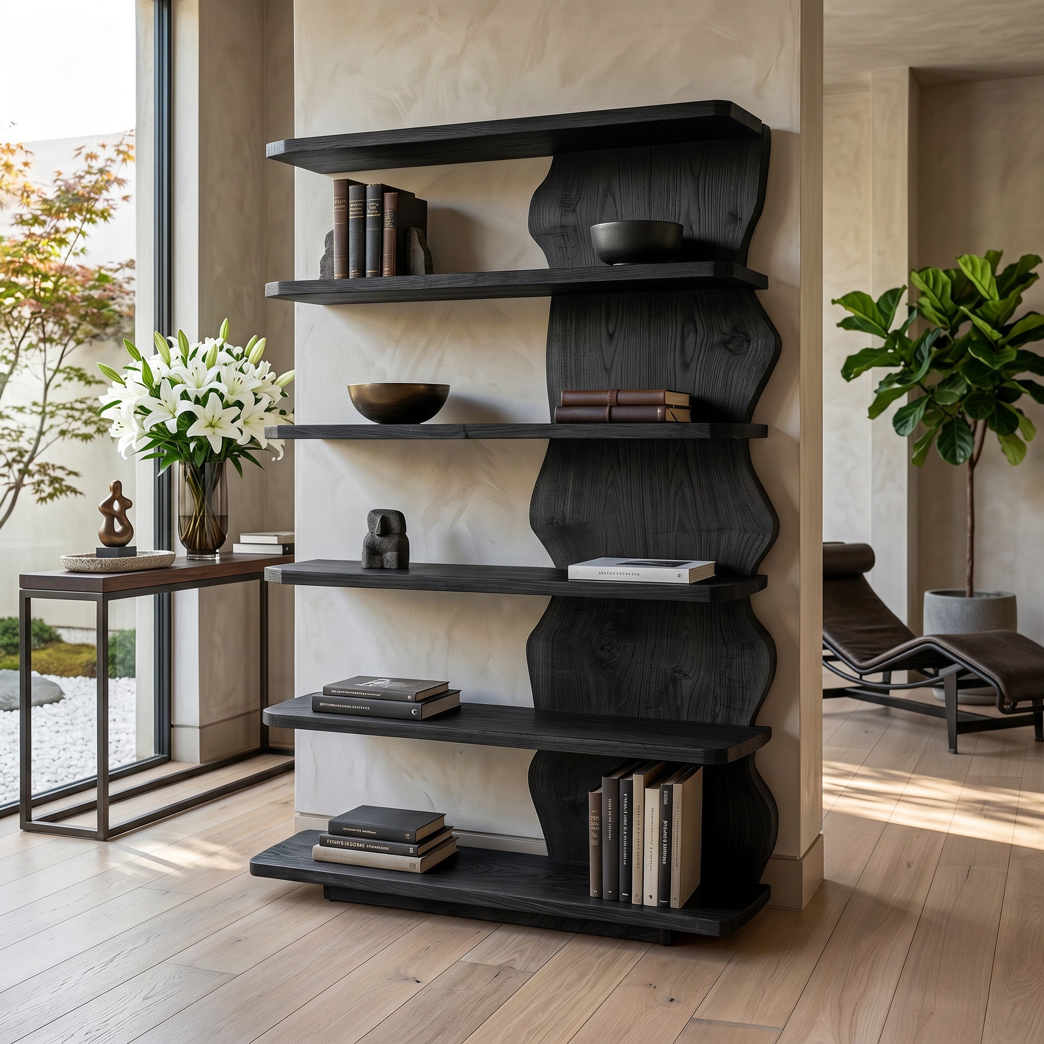 Scandinavian Natural Wood Standing Shelf For Corner Space RTTHHNSS021