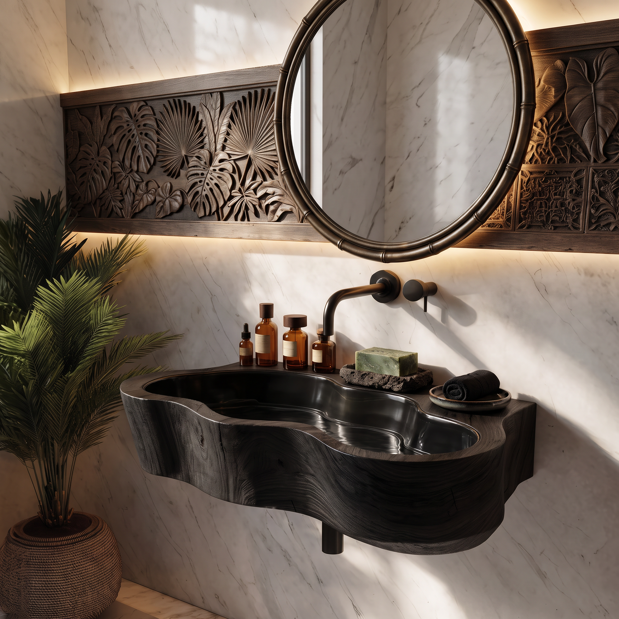 Modern Live Edge Wood Basin For Contemporary Bathroom Interior Design SILDTTRVS025