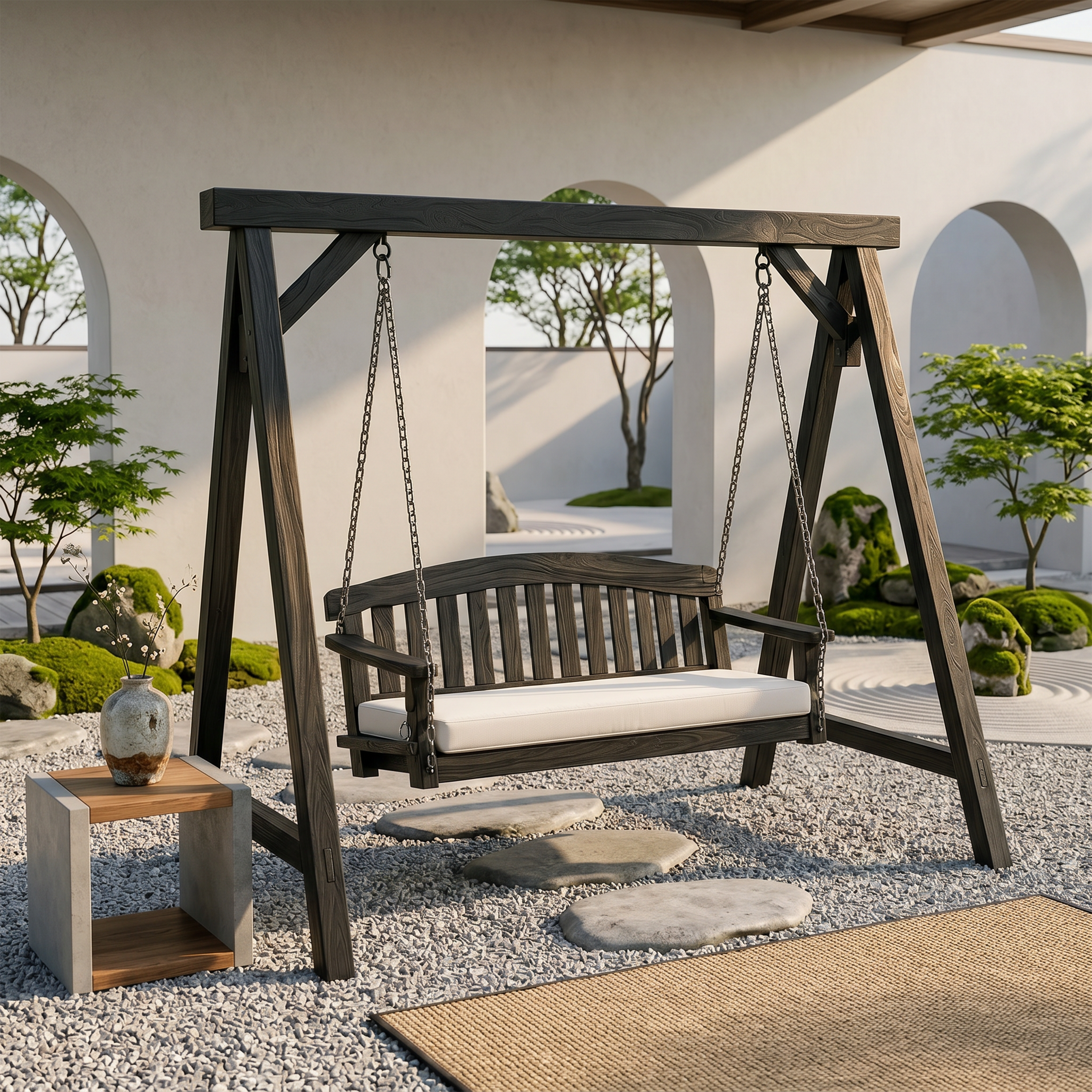 Modern Wooden Porch Swing Penthouse Living Space SILDTTRSWI012
