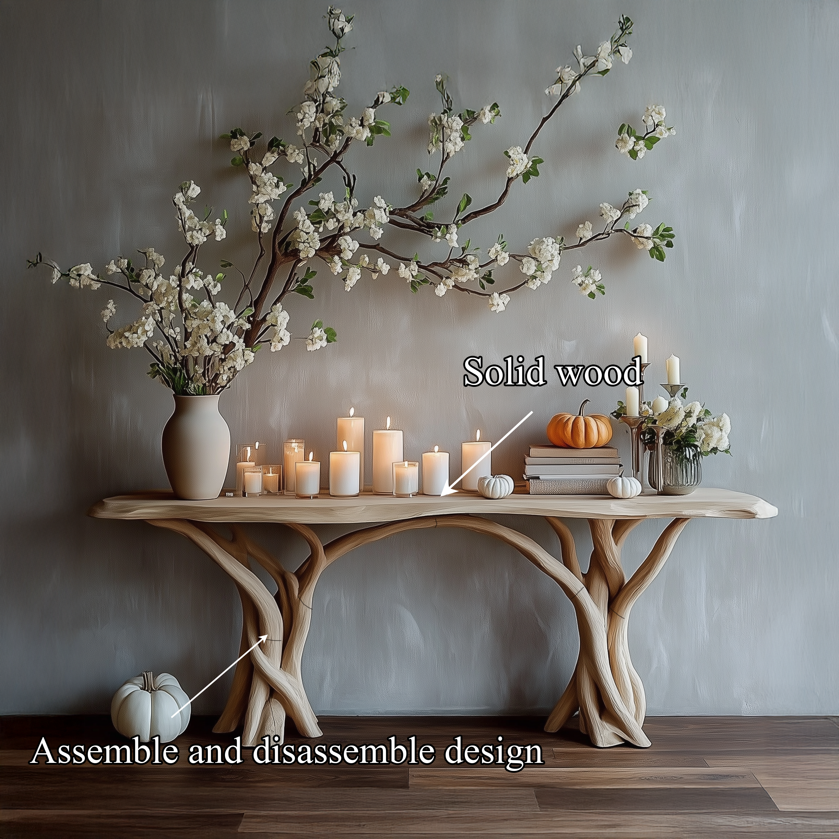 Driftwood Console Table Live Edge Rustic Wood Art Gift SINLSACS086