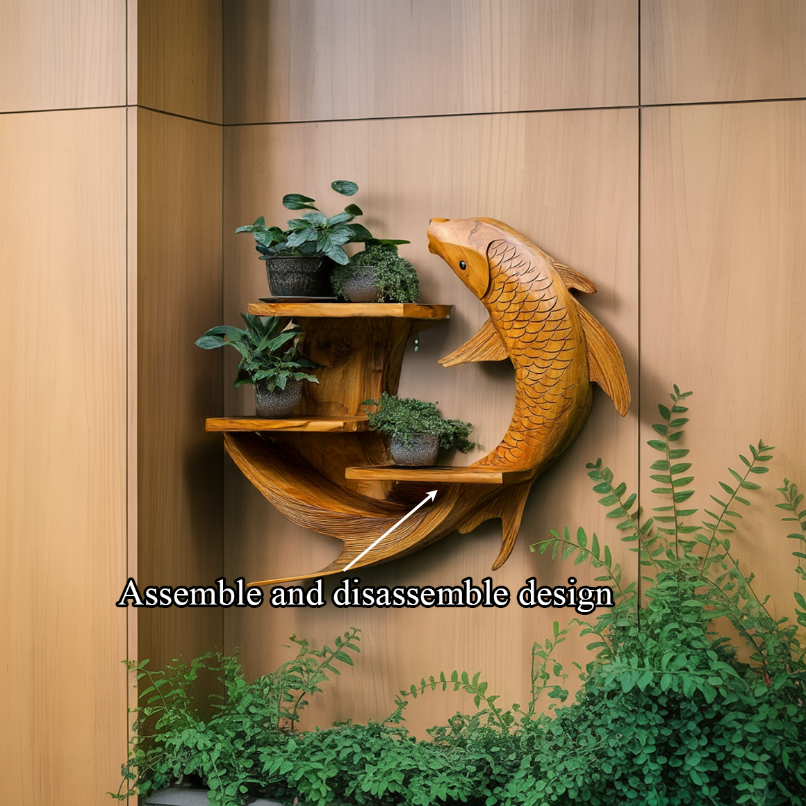Zen Koi Fish Wall Shelf For Living Room And Garden Wall SINLSAFL279