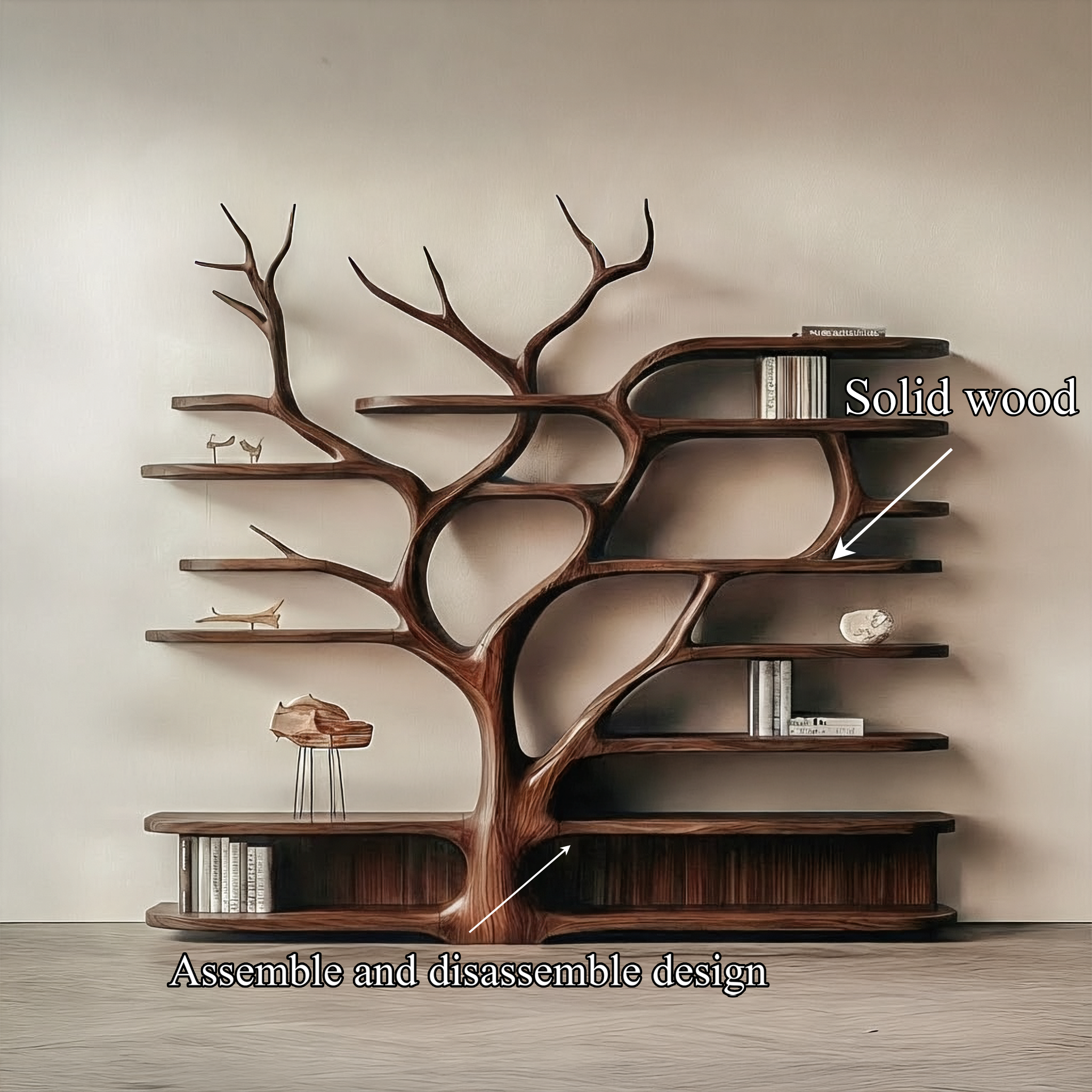 Rustic Artistic Storage Tree Bookshelf For Study Room Or Home Office SINLSATB697