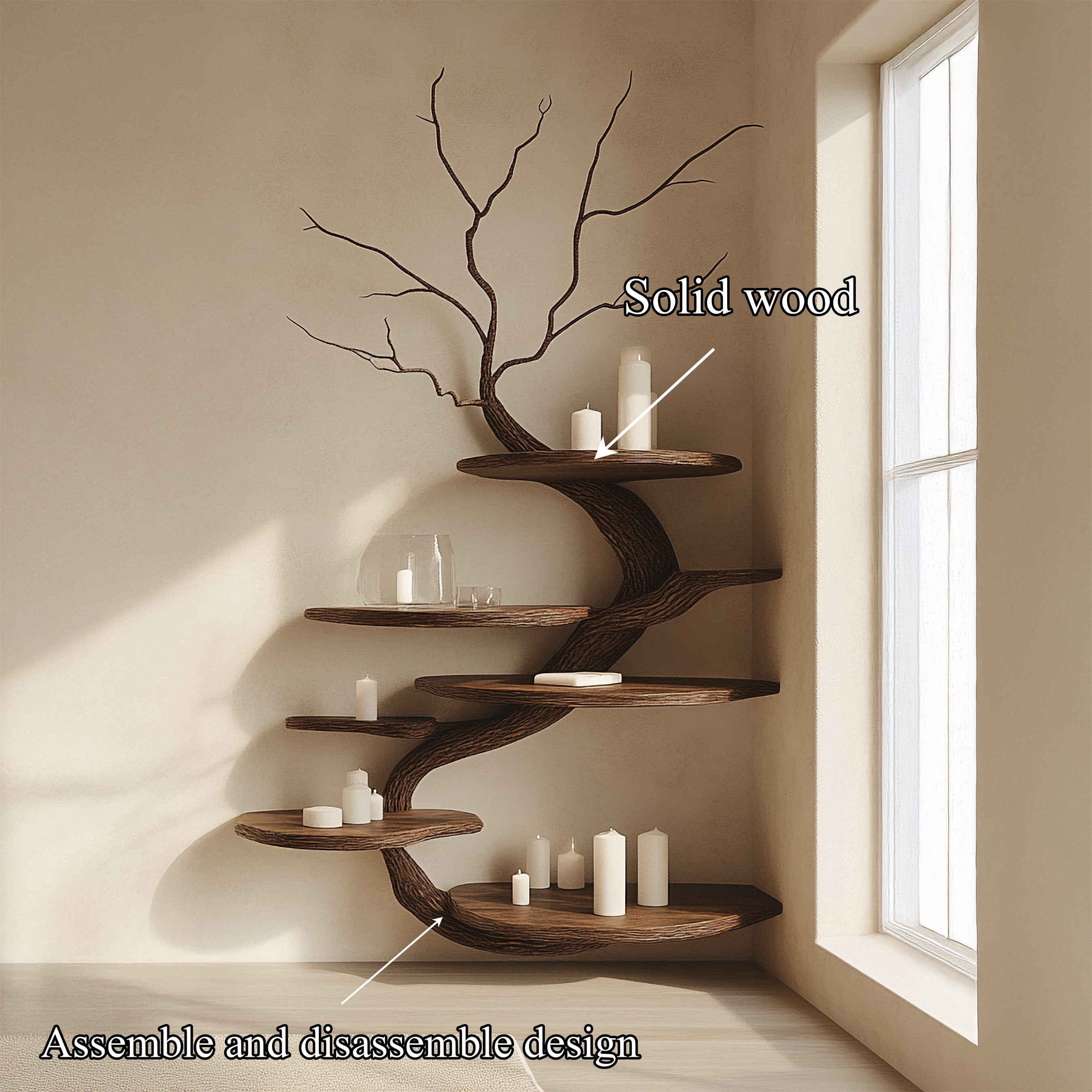 Organic Modern Wall Mounted Display Shelf For Bedroom And Living Room SINLSATB630