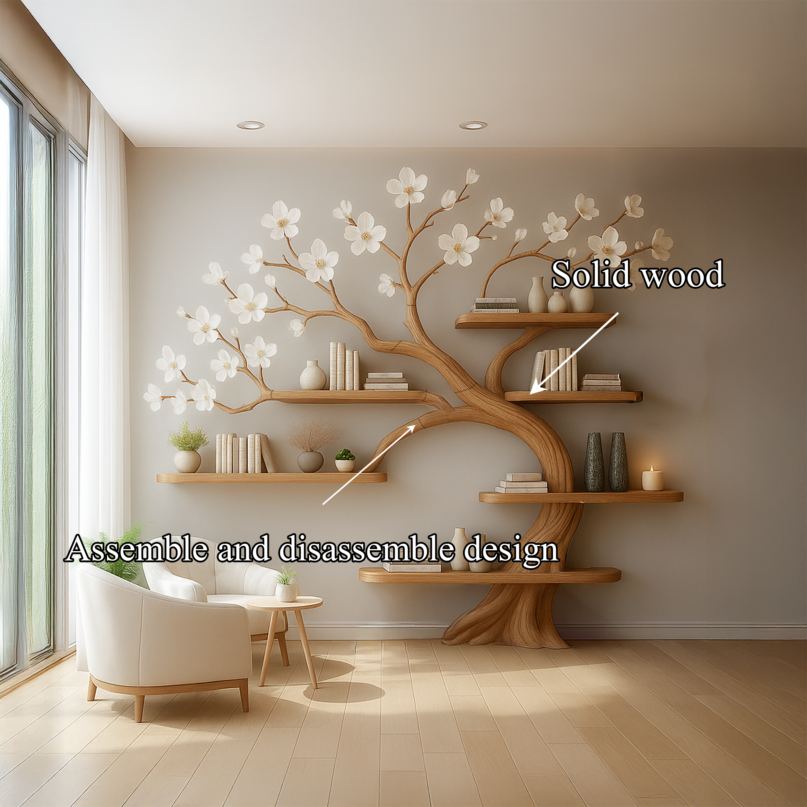 Rustic Tree Branch Shelf Nursery Kids Room SINLSATB227