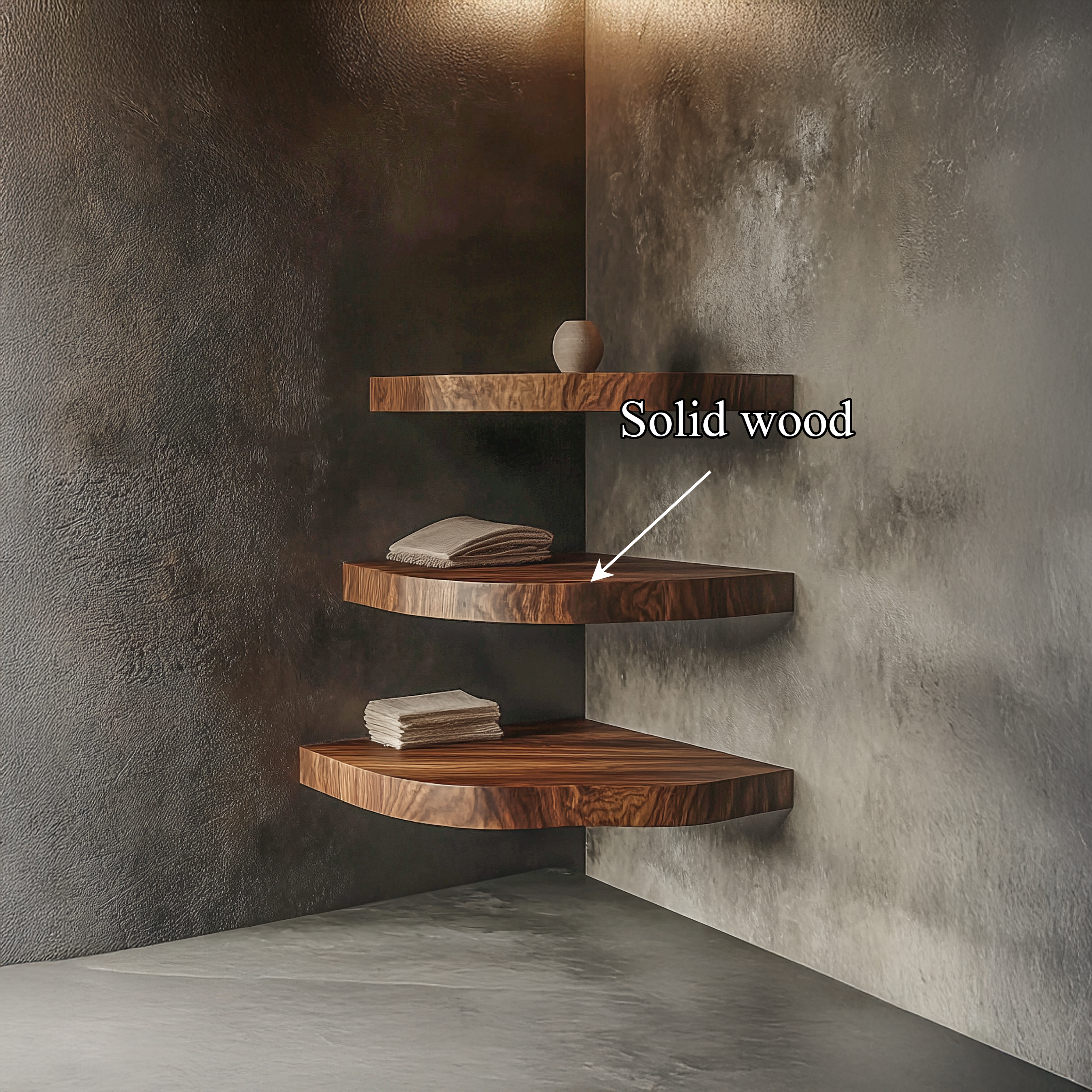 Rustic Nature Inspired Corner Display Shelves Solid Wood Living Room Interior Wall Feature SINLSAFL419