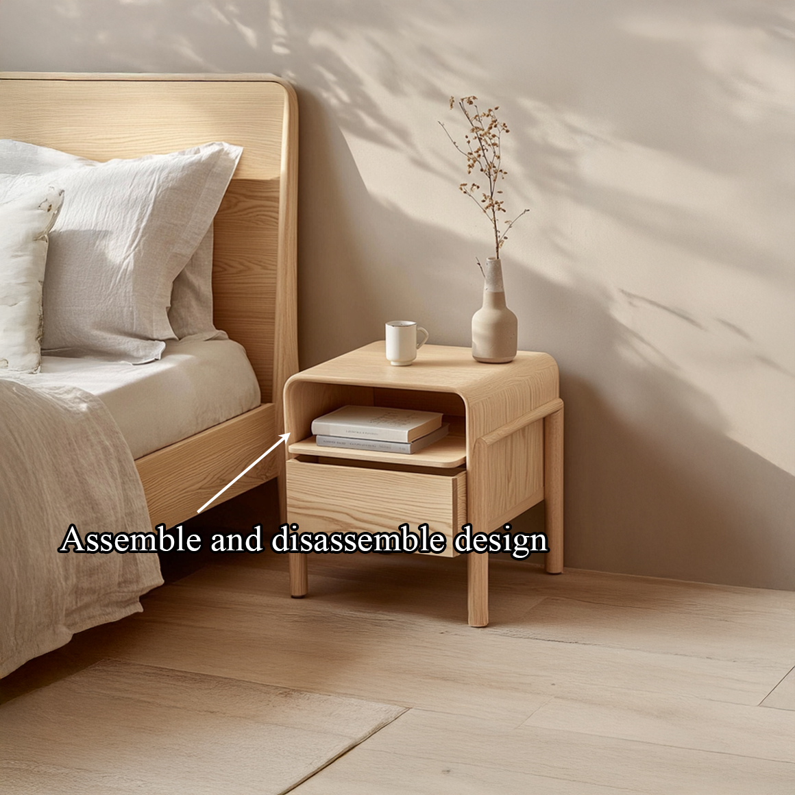 Mid Century Bedside Table For Bedroom SINLSABT178