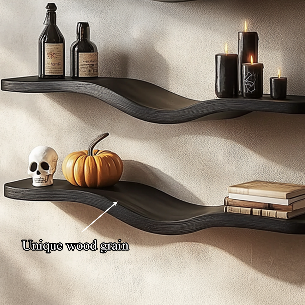 Mid Century Halloween Wave Floating Shelf Living Room SINLSAWV017