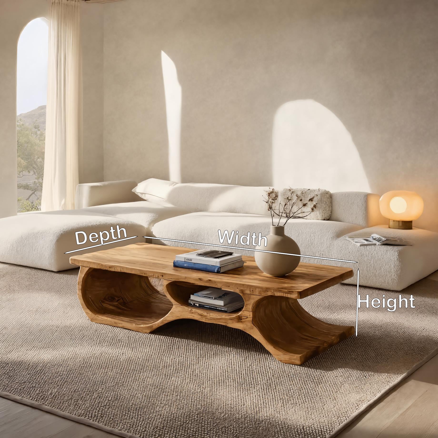 Organic Coffee Table Open Shelf Design For Living Room RTTHHNCF054