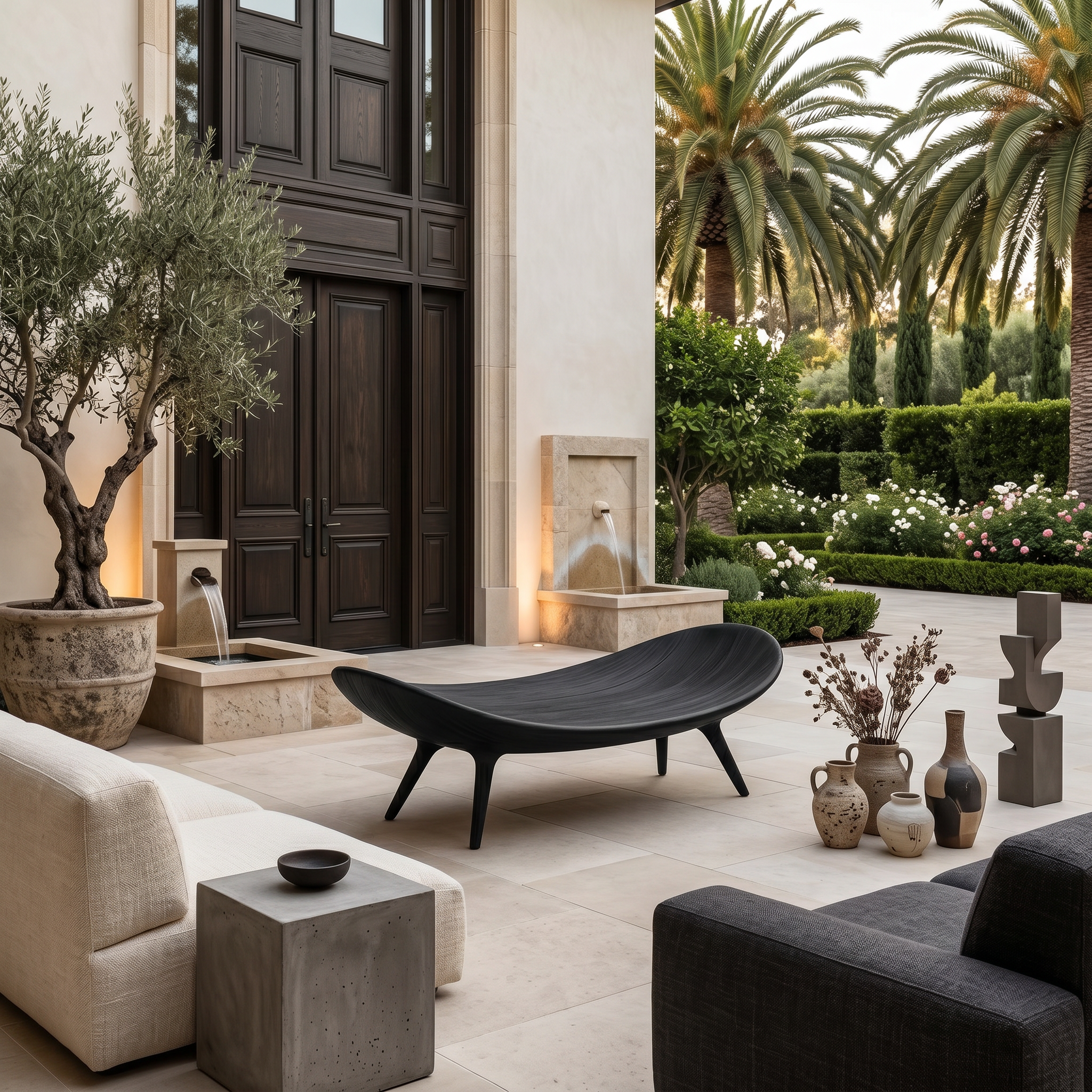 Sculptural Outdoor Bench For Garden Or Relaxed Spaces RTTHTTGDB004