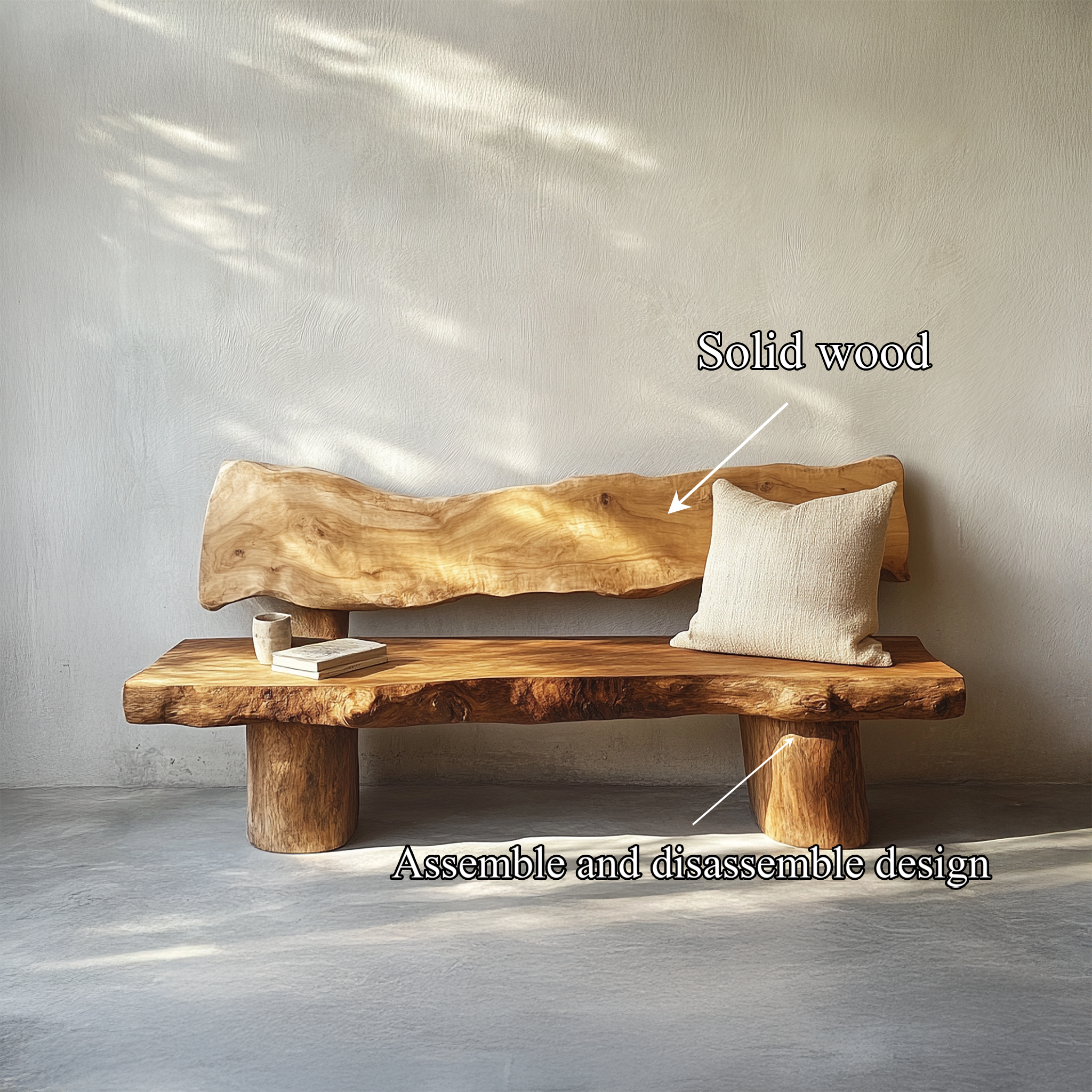 Rustic Solid Wood Sofa Outdoor Garden Natural Sculptural Seating SINLSAWC039