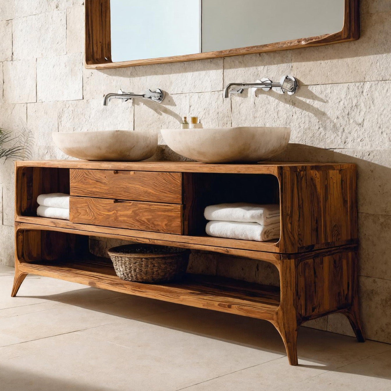 Luxury Bathroom Vanity Two-tier Design For Bathroom Furniture RTTHHNBRV011
