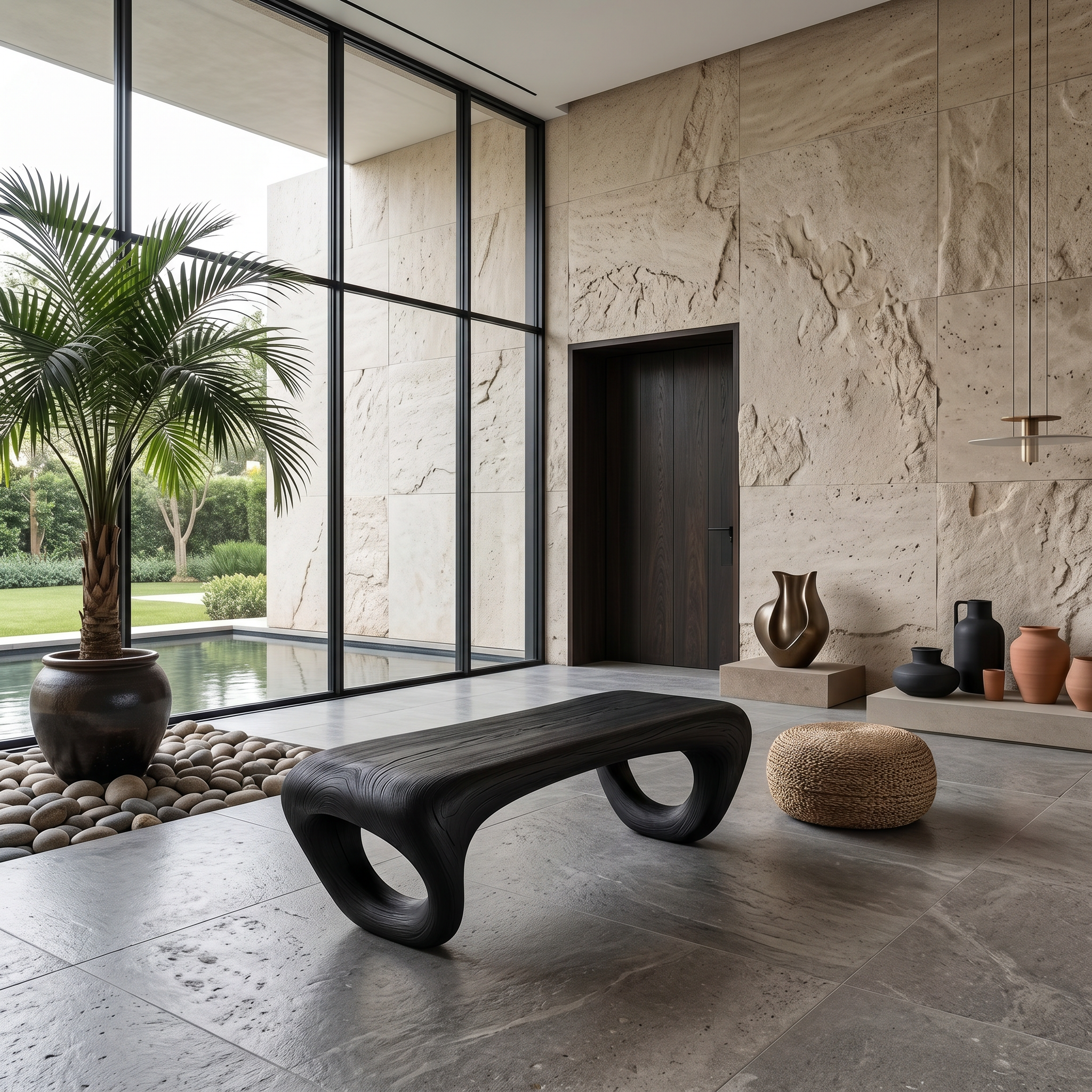 Modern Sculptural Outdoor Bench For Patio Or Garden Decor SITHTTGDB007
